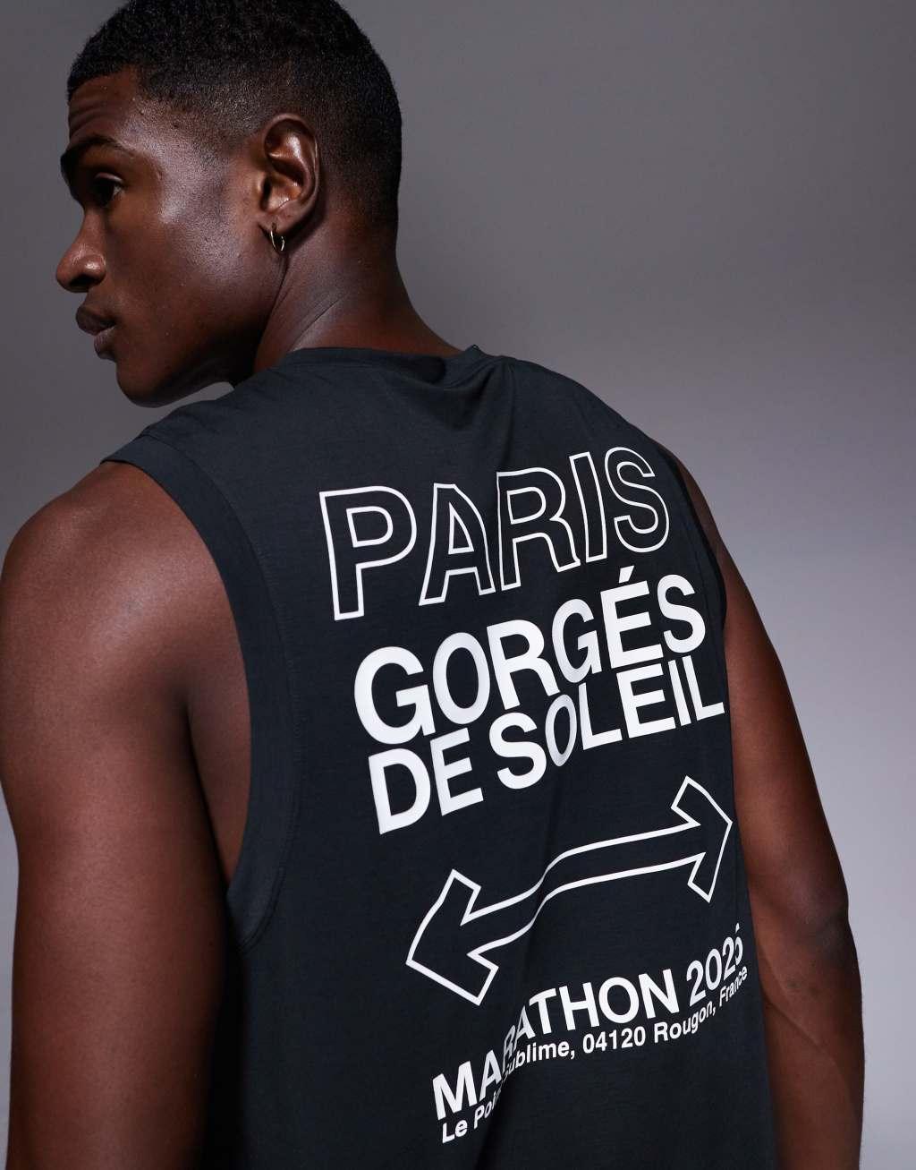 4505 quick dry performance jersey back graphic running tank in black Product Image