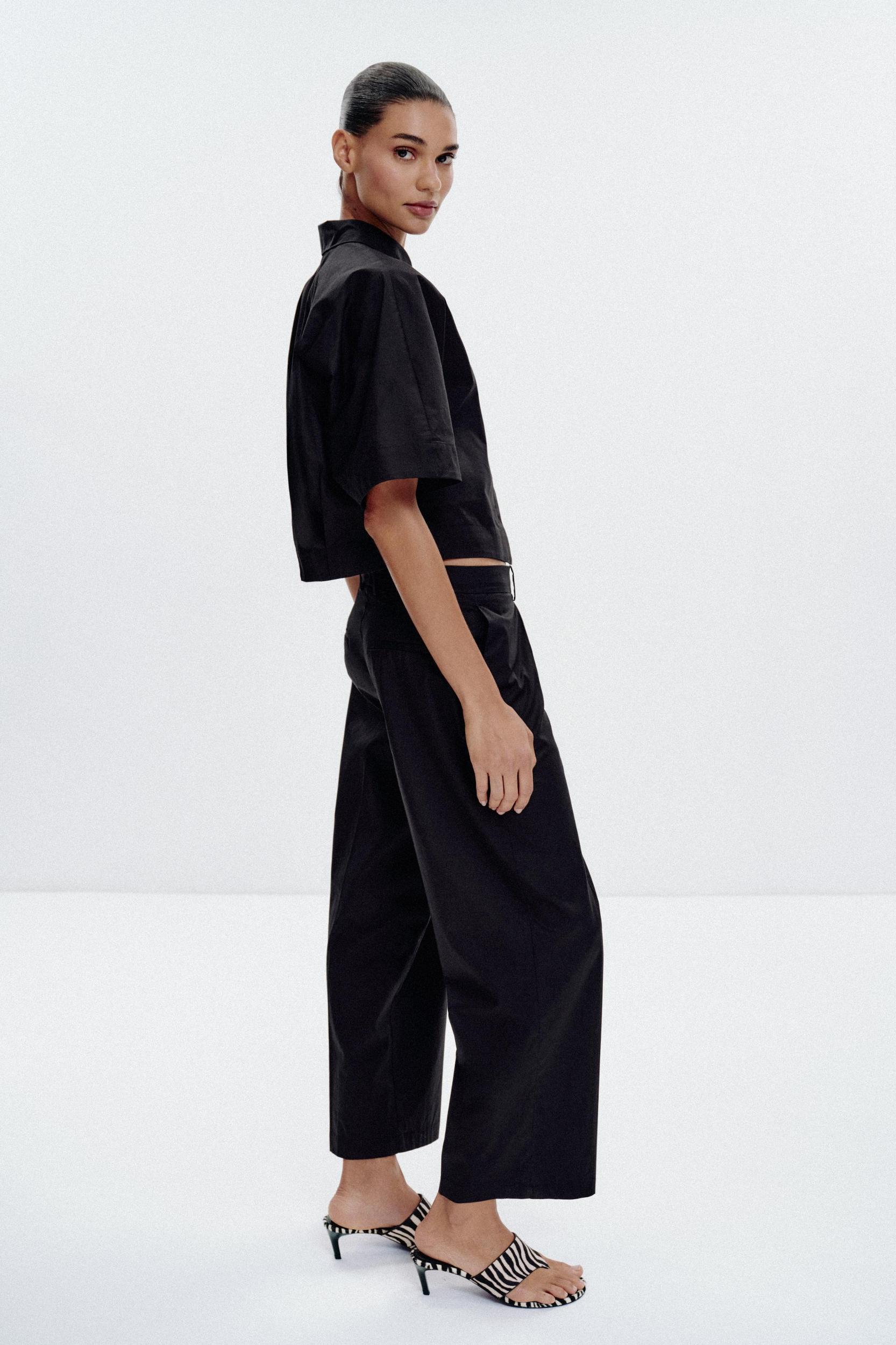 POPLIN PLEATED PANTS Product Image