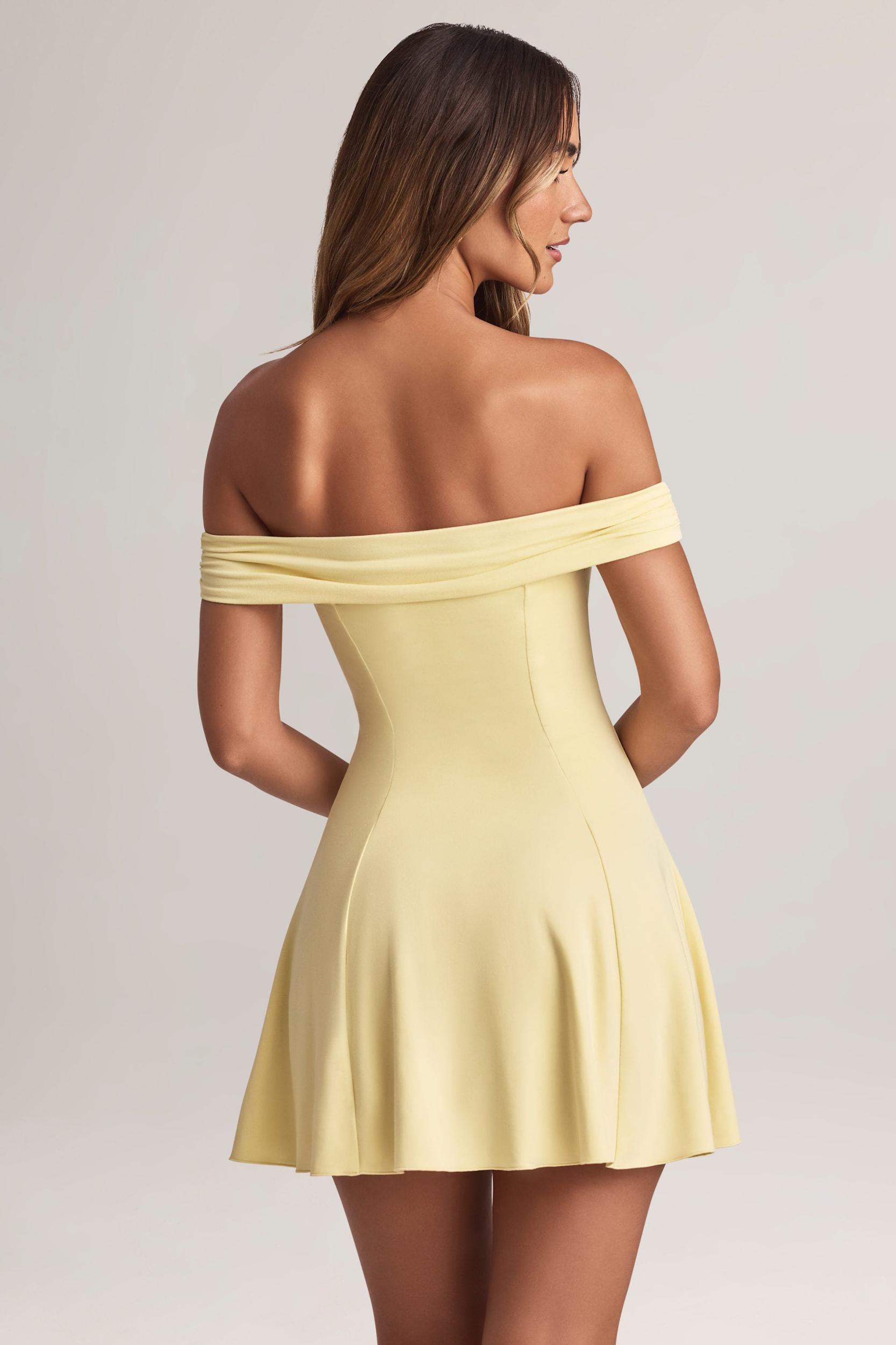 Modal Off-Shoulder A-Line Mini Dress in Lemon Sherbet Product Image