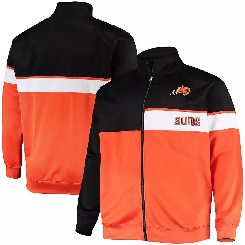 Men's Black/Orange Phoenix Suns Big & Tall Pieced Body Full-Zip Track Jacket, Size: 3XLT, Phx Black Product Image