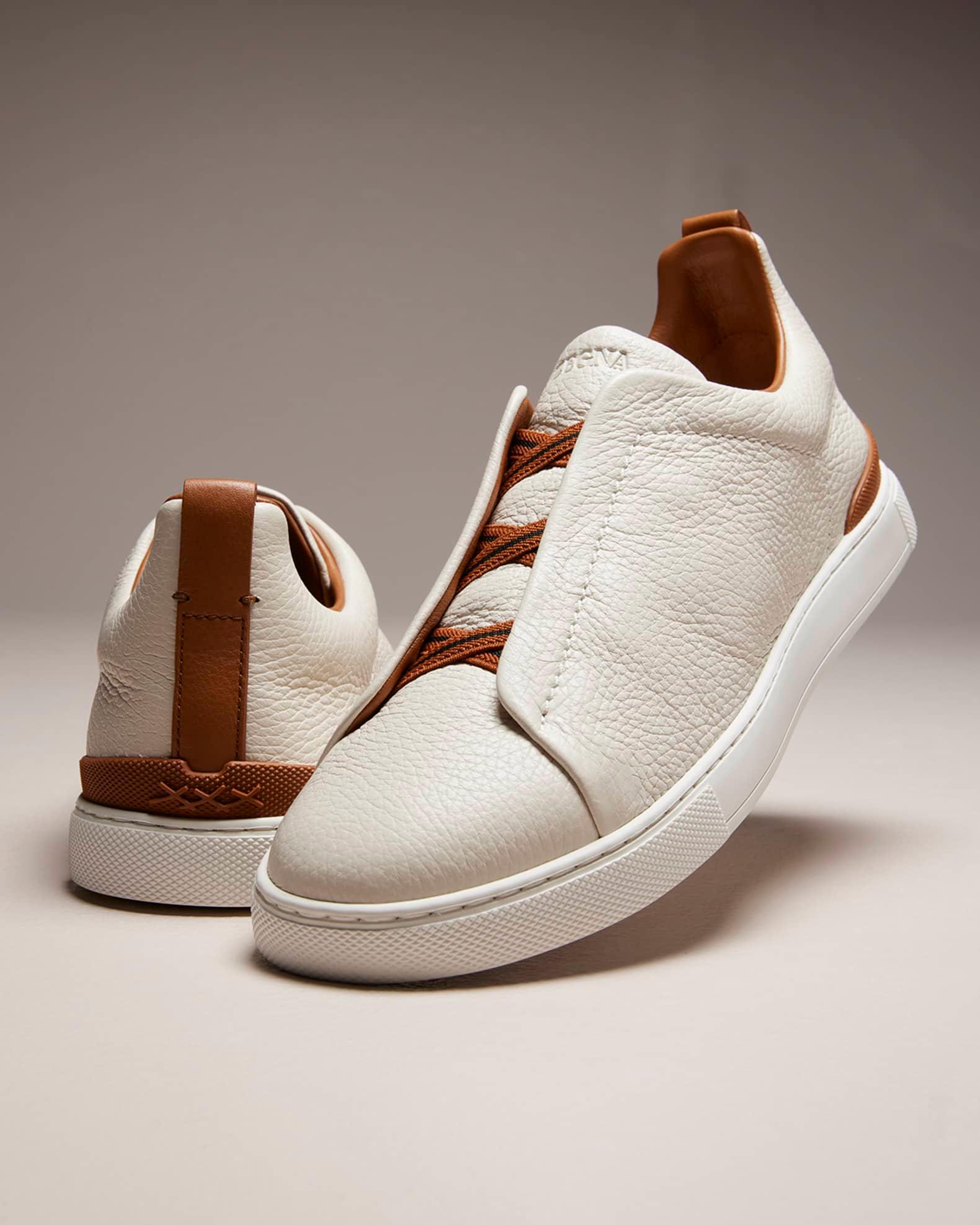 Men's Triple Stitch Deerskin Leather Sneakers Product Image