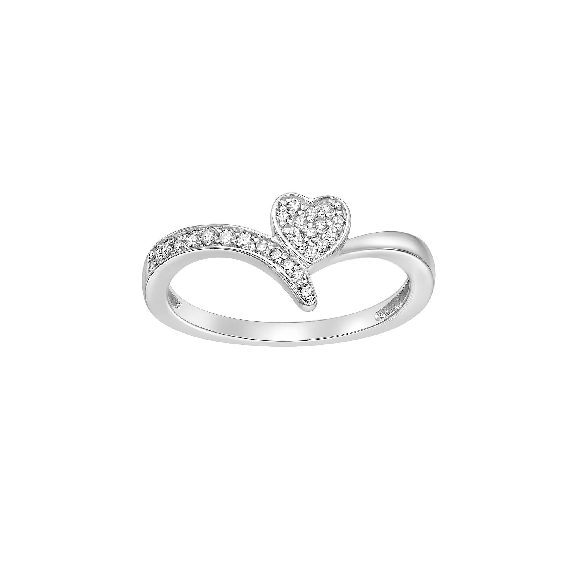 Gemminded 18k Gold Over Sterling Silver 1/6 Carat T.W. Diamond Heart Promise Ring, Women's, Size: 5, Gold Tone Product Image
