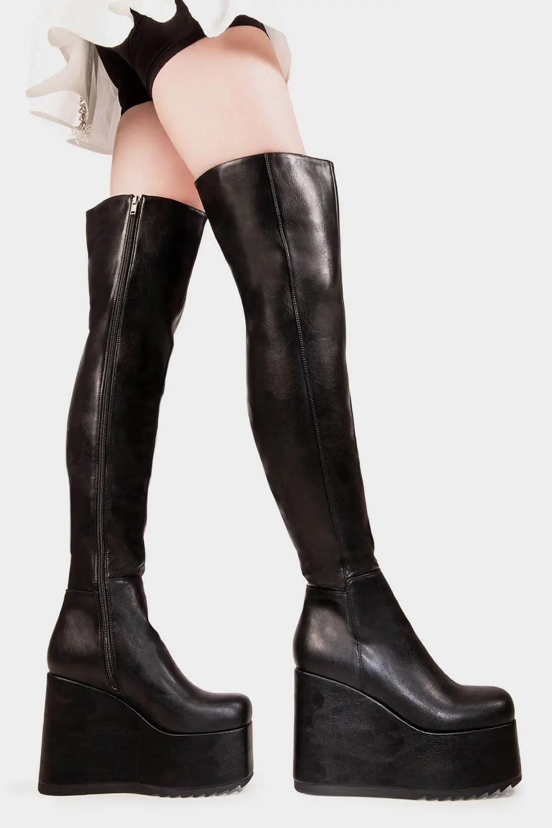 Never Again Chunky Platform Thigh High Boots Product Image