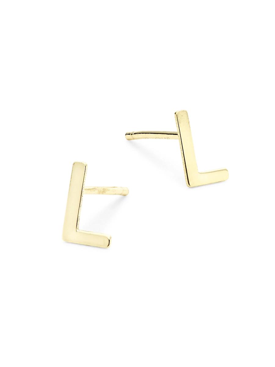 Womens 14K Yellow Gold Single Initial Stud Earring Product Image