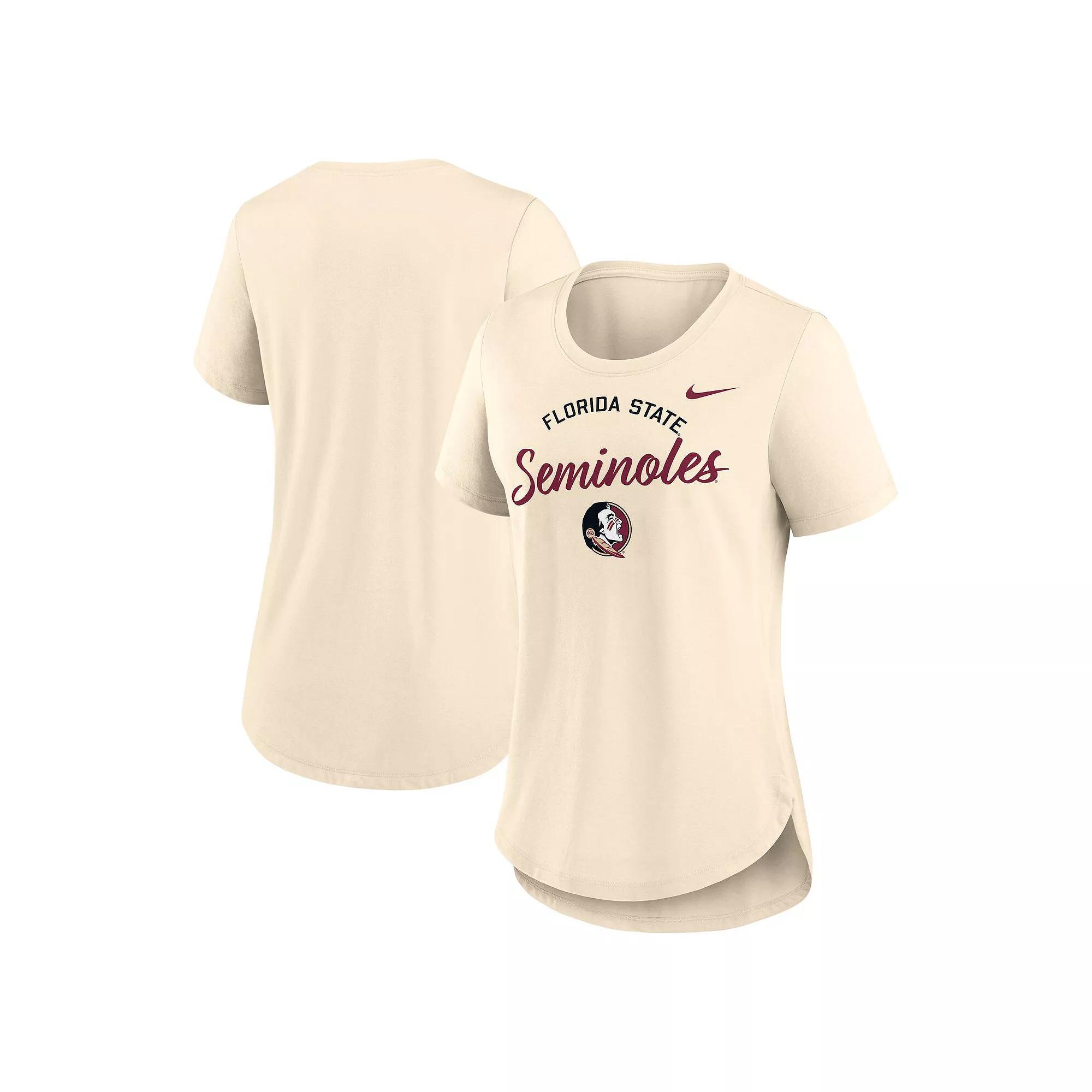 Women's Nike Tan Florida State Seminoles Script Logo Tri-Blend T-Shirt,  Product Image