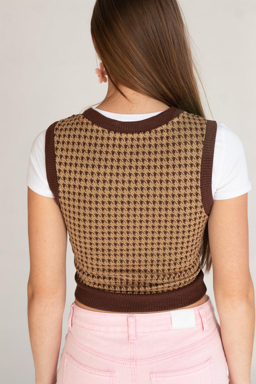 Houndstooth Sweater Vest With Tee Product Image