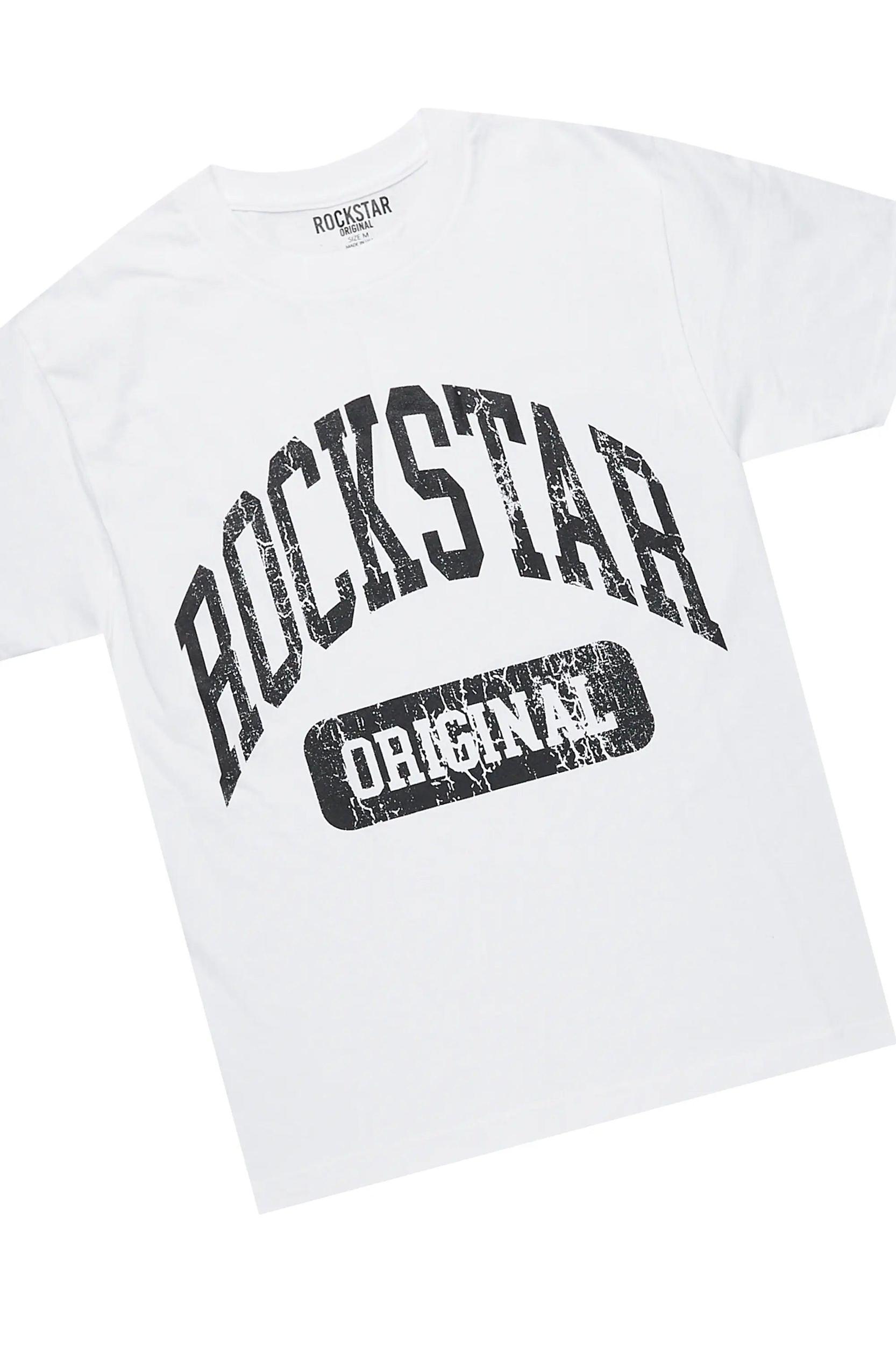 Jain White/Beige T-Shirt/Short Set Male Product Image