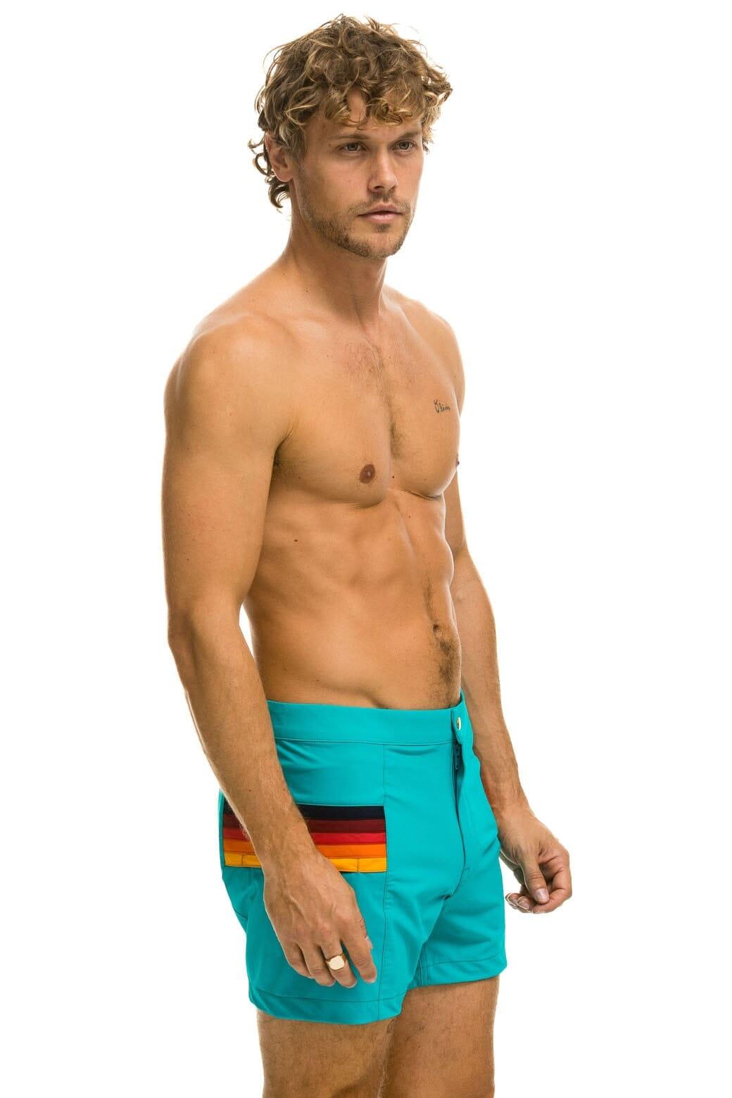 MEN'S HORIZONTAL 5 STRIPE FLEX SHORTS - JADE Male Product Image