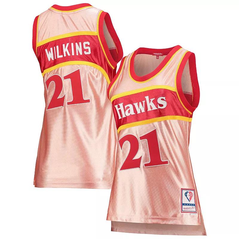 Womens Mitchell & Ness Dominique Wilkins Atlanta Hawks 75th Anniversary Rose Gold 1986 Swingman Jersey Product Image