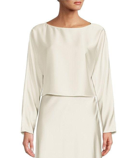 Antonio Melani Blyss Boat Neck Long Sleeve Coordinating Satin Blouse Product Image