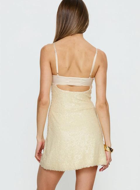 Alishia Satin Sequin Corset Mini Dress Butter Product Image