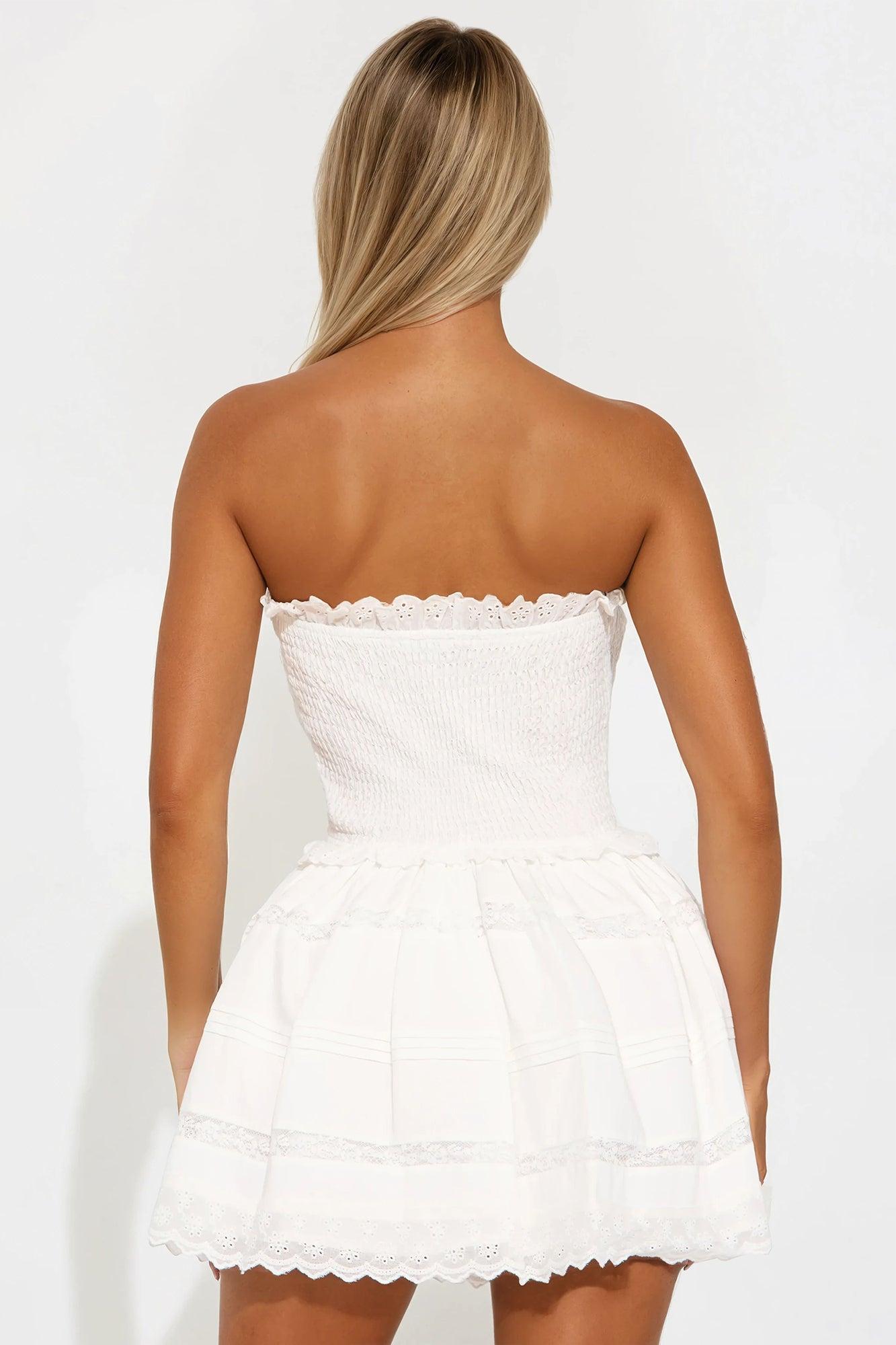 Graciella Smocked Mini Dress - White Product Image