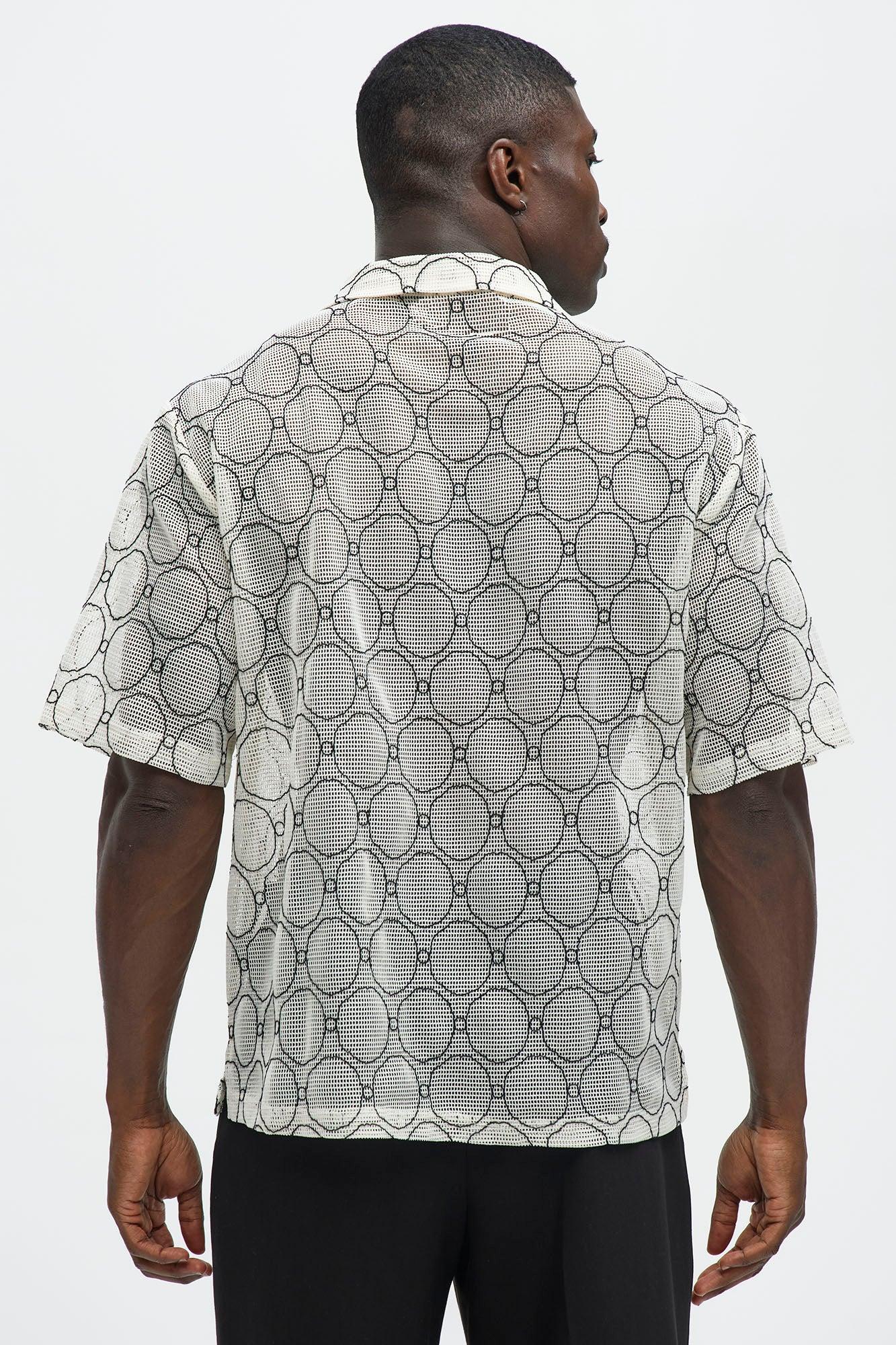 Circles Cuban Mesh Shirt - Cream/combo Product Image