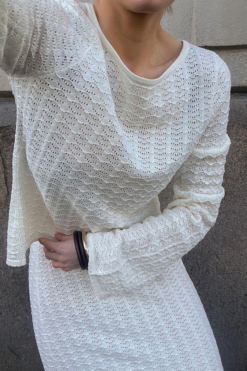 Knitted Crochet Back Detail Top Product Image