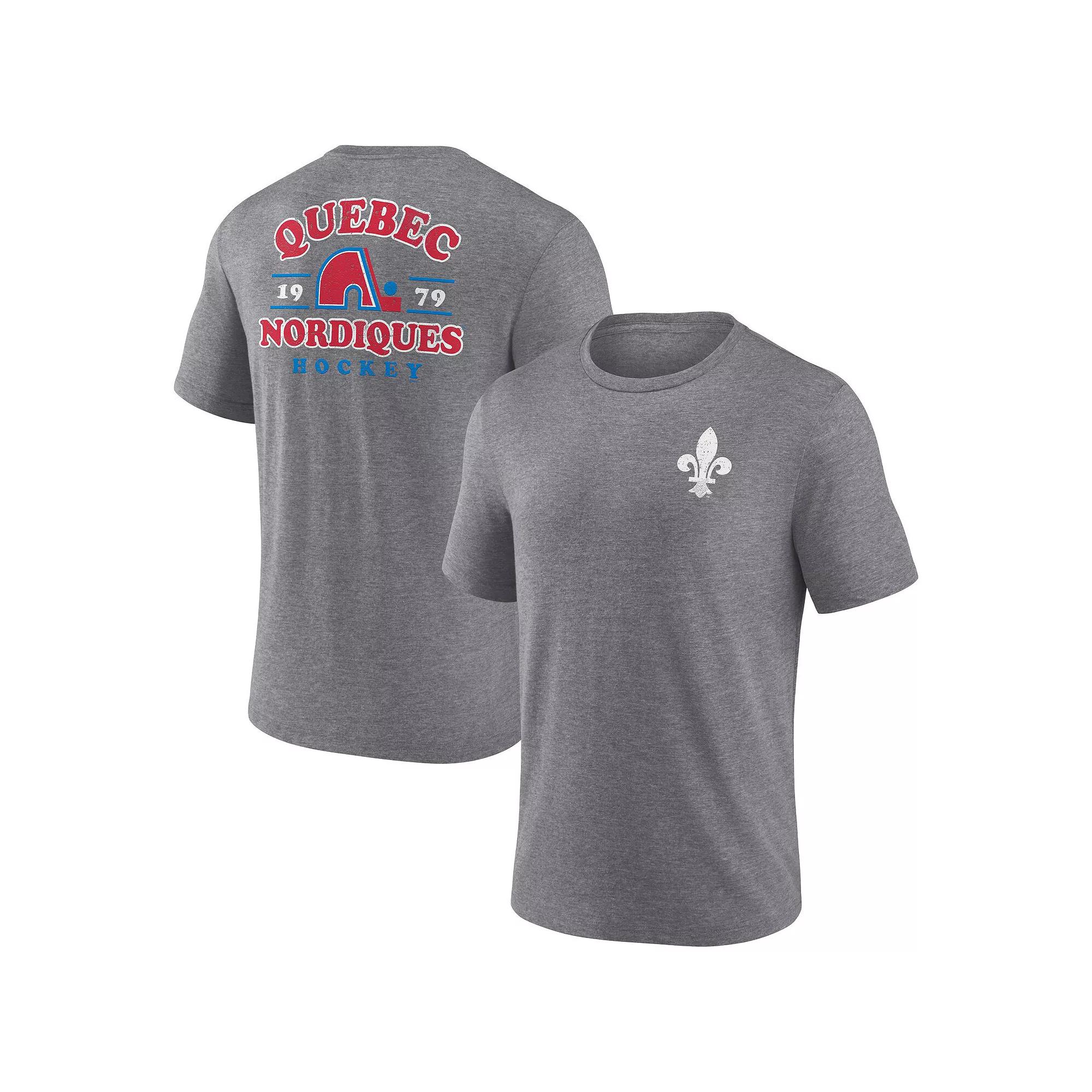 Men's Fanatics Heather Gray Quebec Nordiques Vintage Hockey Winger Tri-Blend T-Shirt,  Product Image