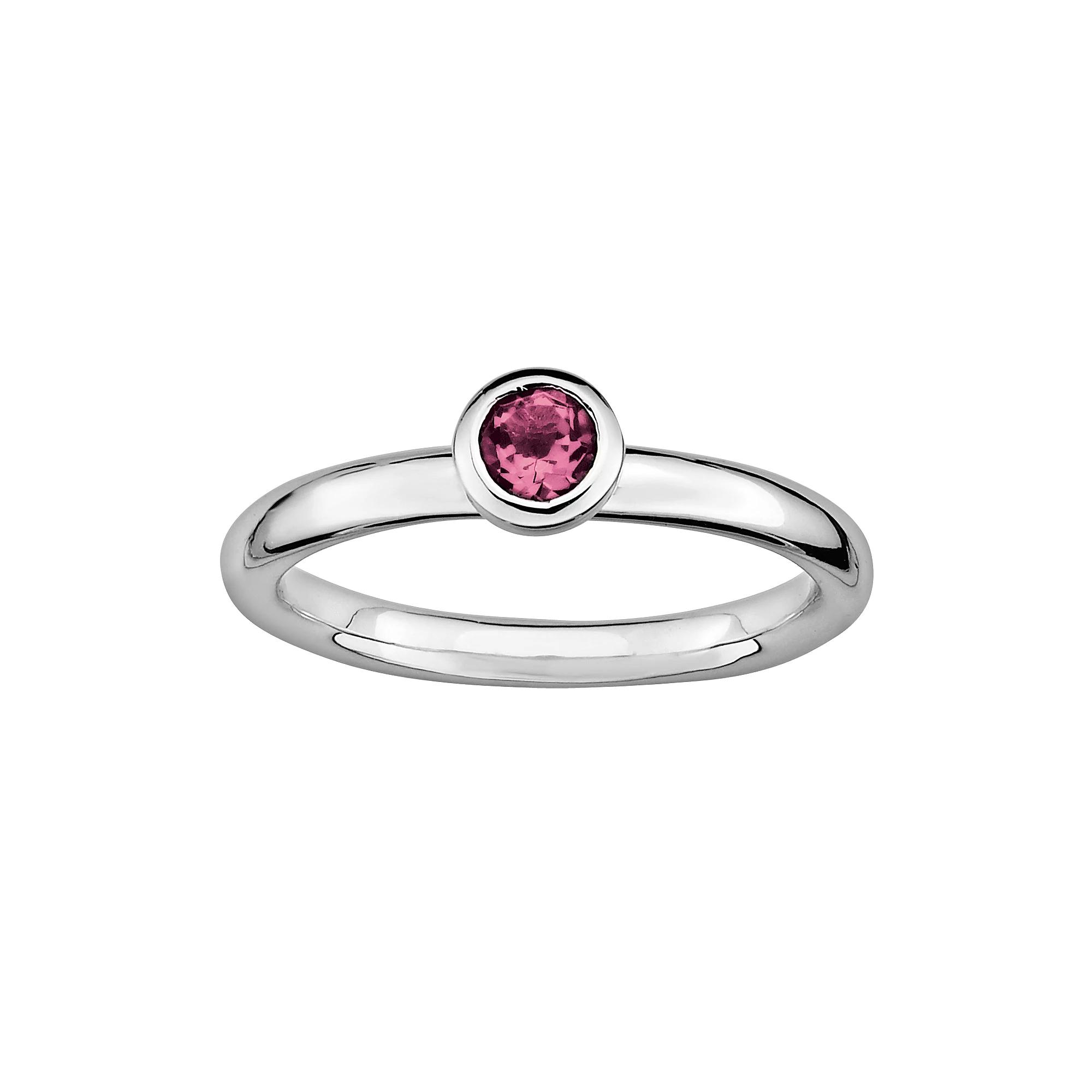 Stacks & Stones Sterling Sterling Silver Pink Tourmaline Stack Ring, Women's, Size: 7 Product Image