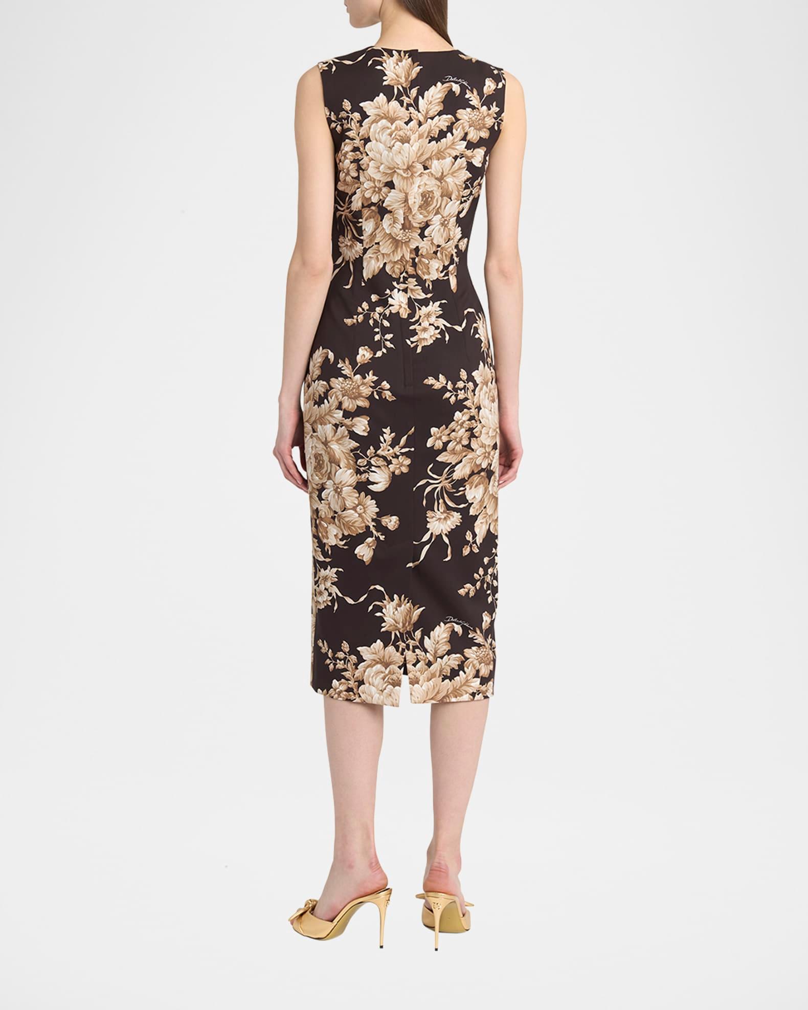 Rose Cretonne Charmeuse Sleeveless Midi Dress Product Image