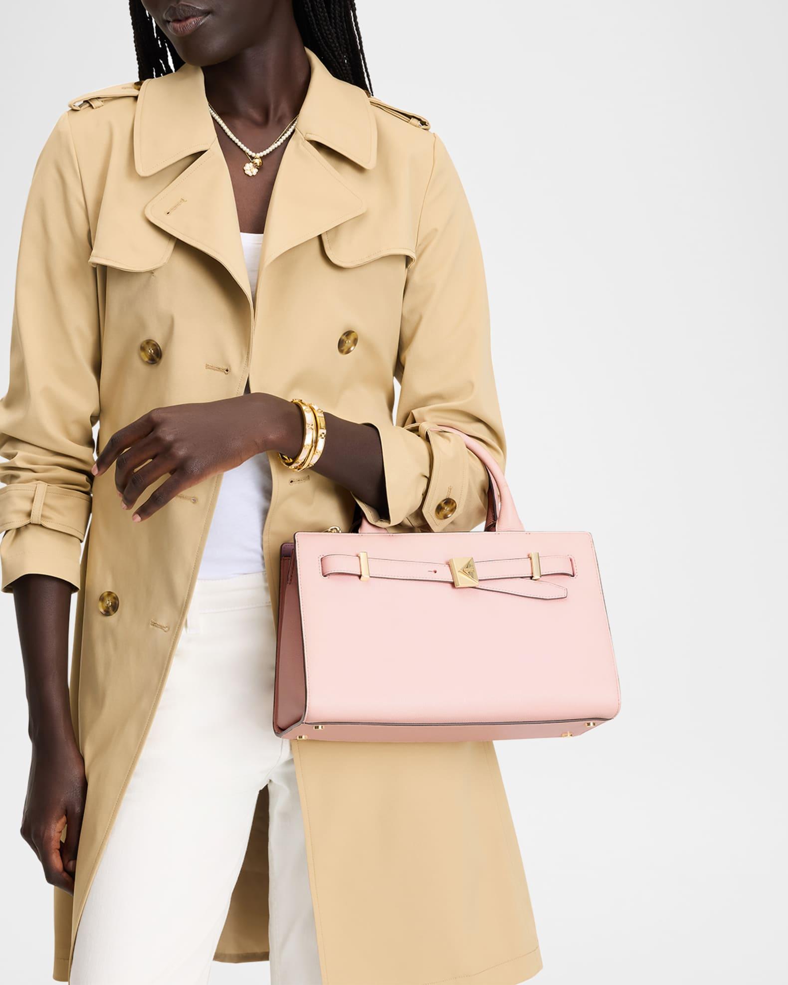 deco medium pebbled leather top-handle bag Product Image