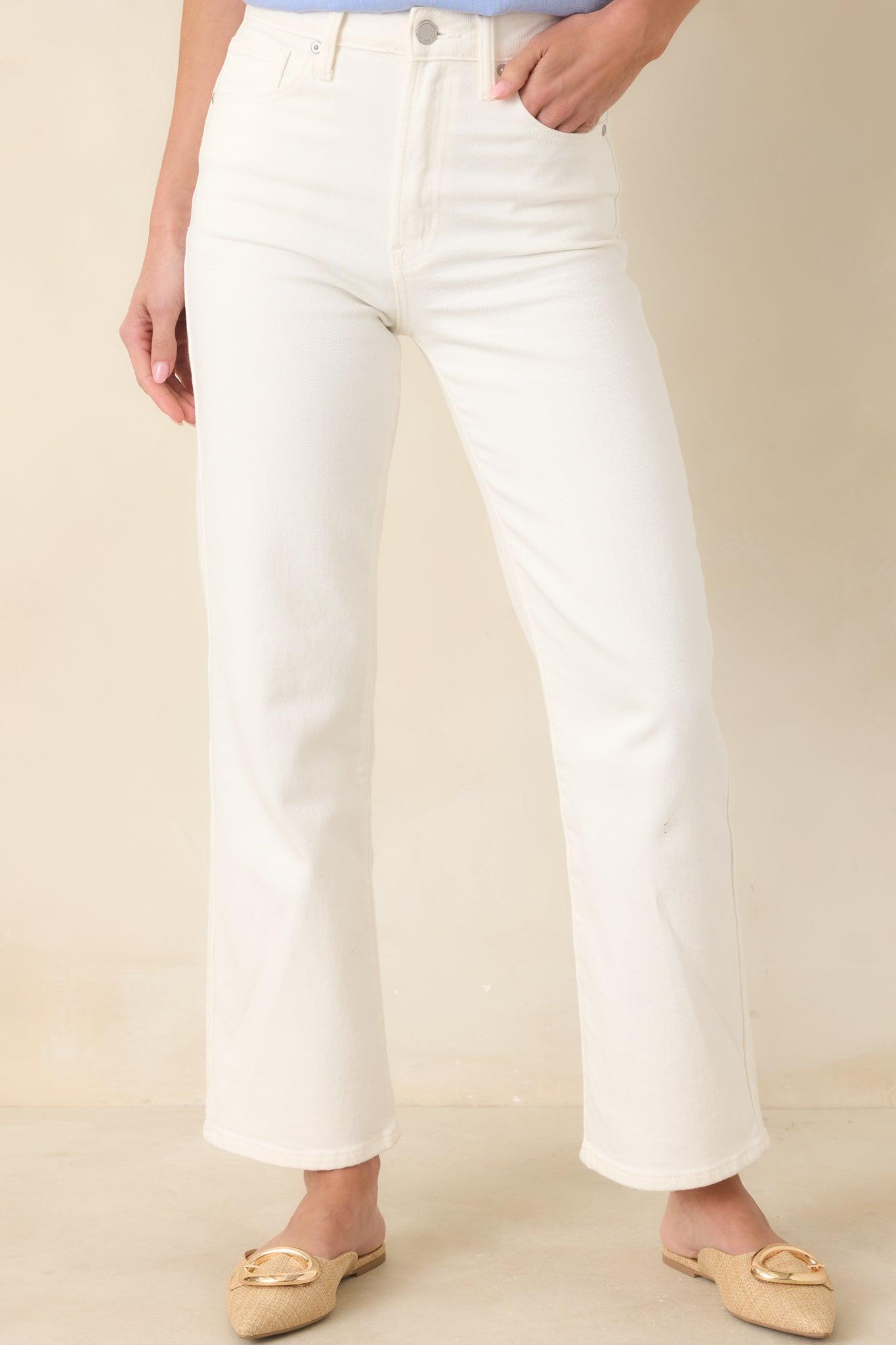 Hard At Work White Straight Leg Jeans Product Image