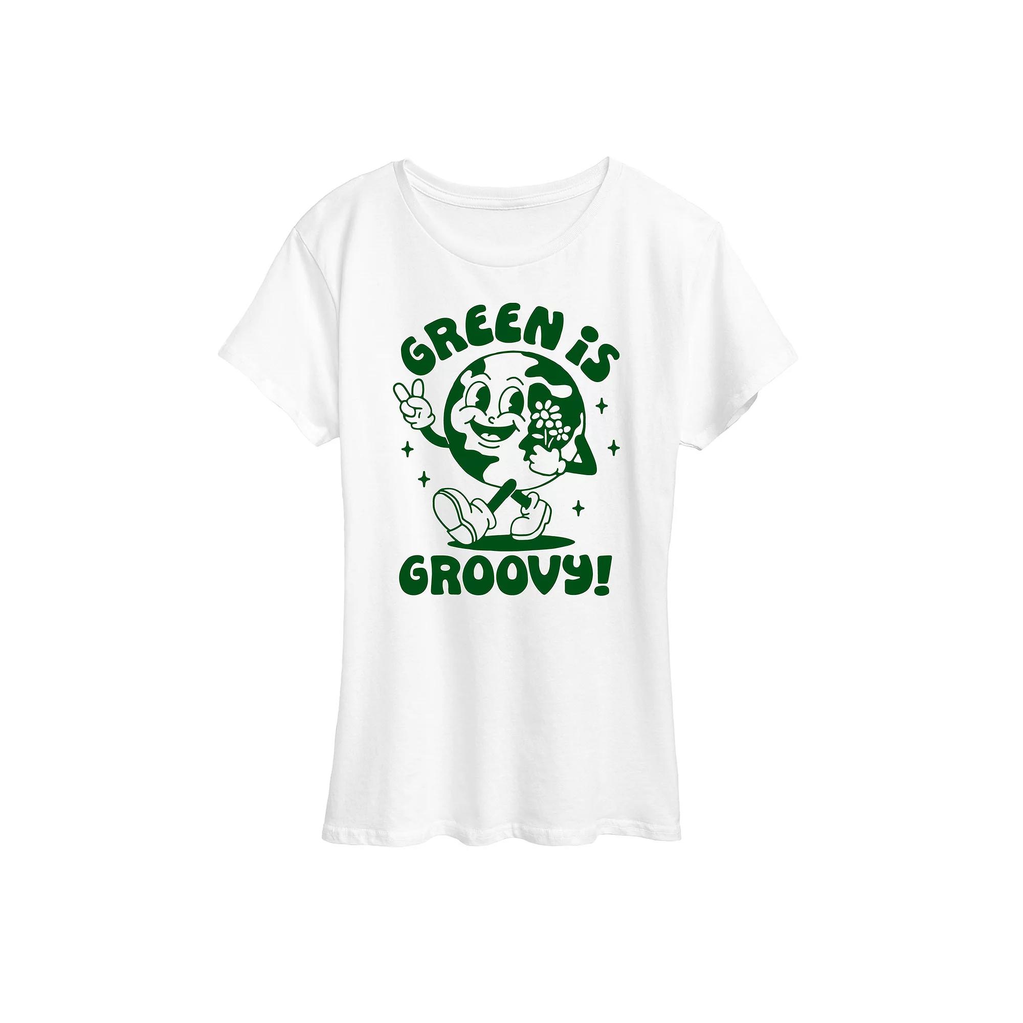 Women's Green is Groovy Graphic Tee,  Product Image