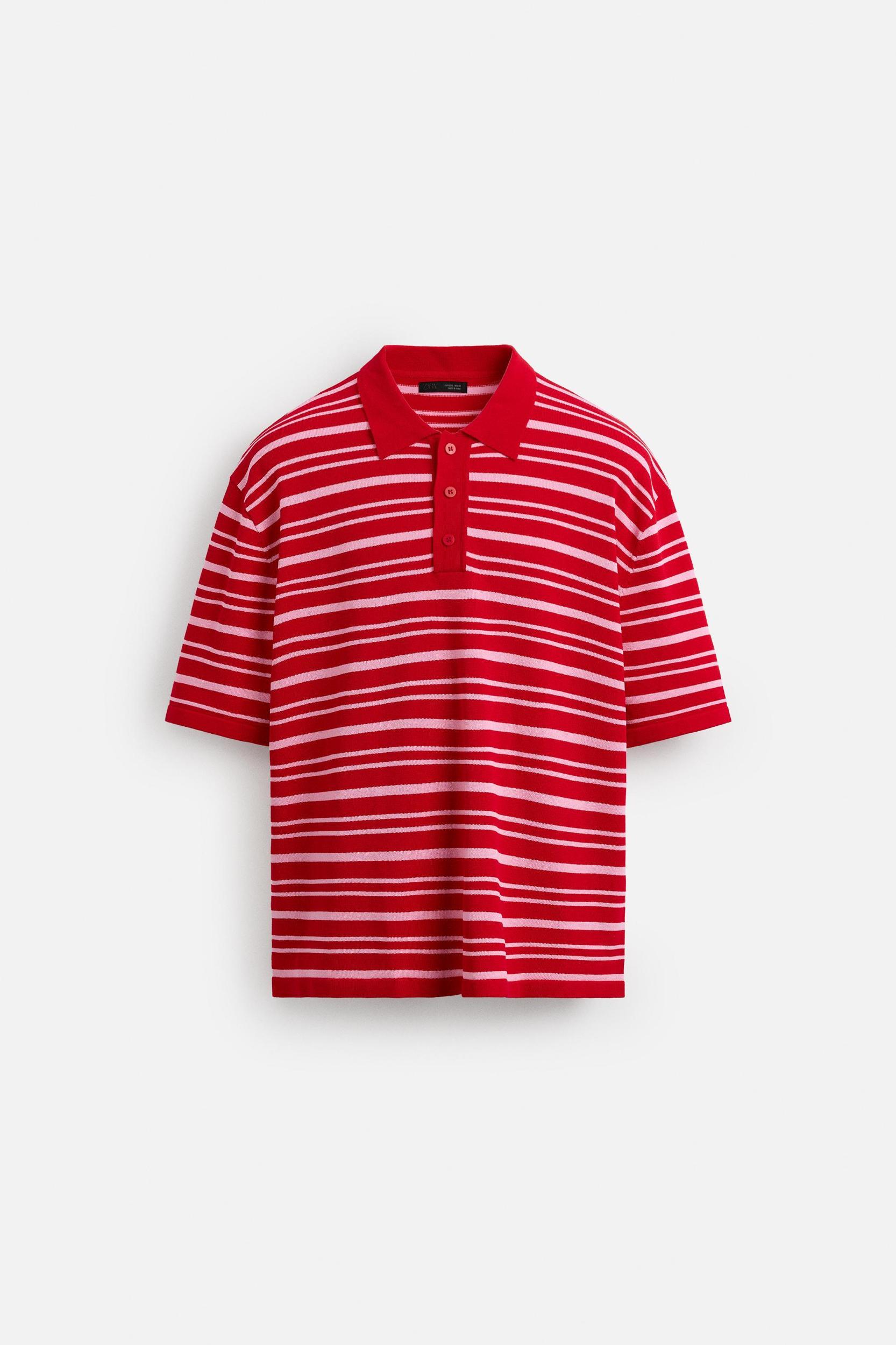 STRIPED JACQUARD KNIT POLO Product Image