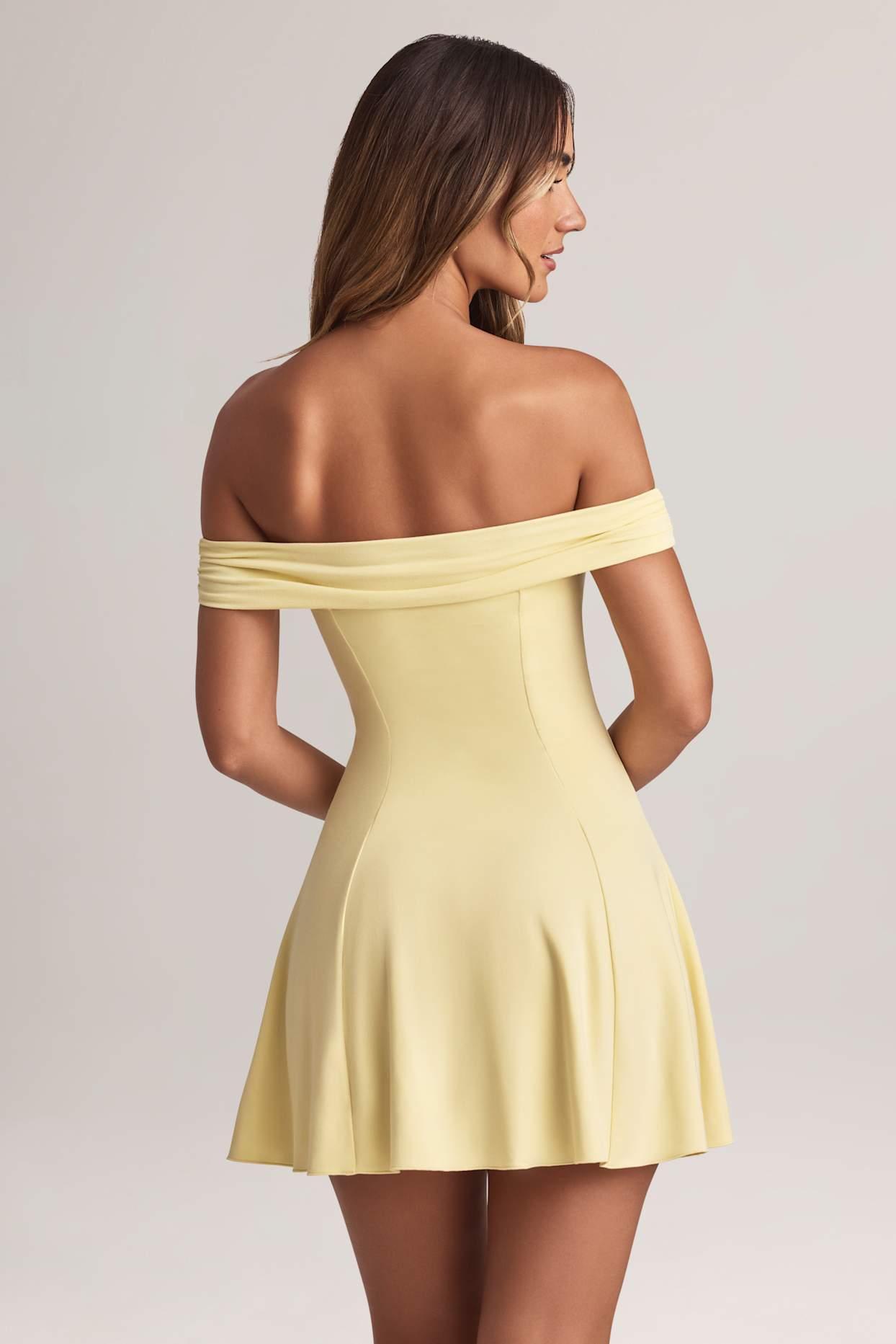 Modal Off-Shoulder A-Line Mini Dress in Lemon Sherbet Product Image