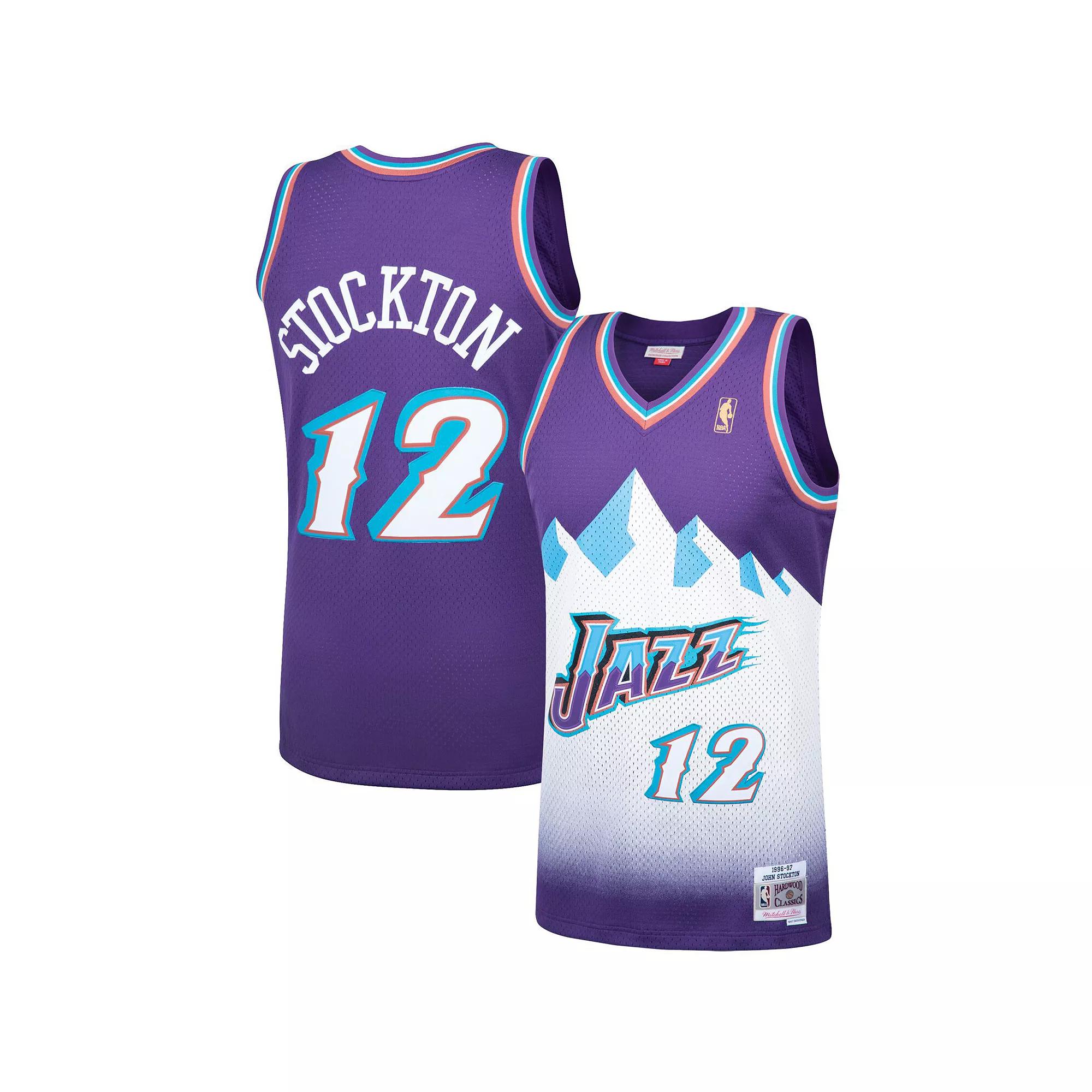 Men's Mitchell & Ness John Stockton Purple Utah Jazz 1996-97 Hardwood Classics Swingman Player Jersey,  Product Image