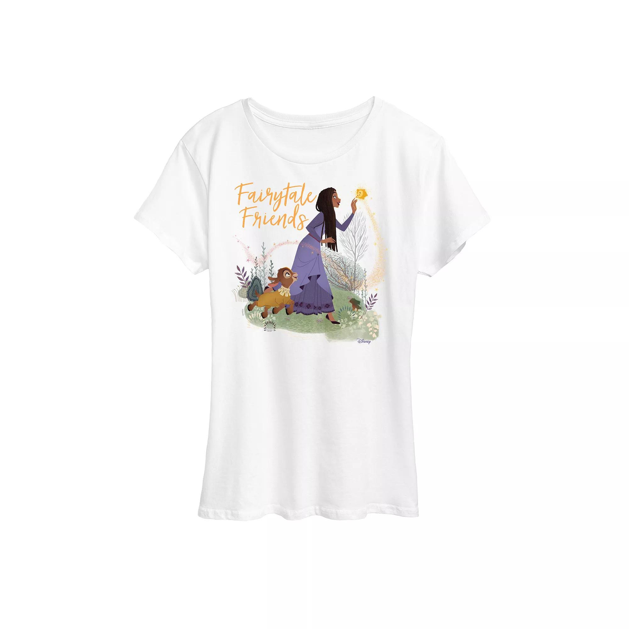 Disney's Wish Asha, Valentino, and Star Women's Fairytale Friends Graphic Tee, Girl's,  Product Image