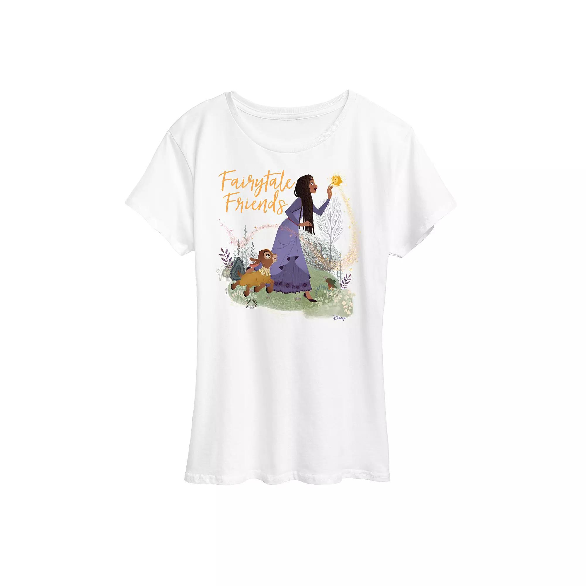 Disney's Wish Asha, Valentino, and Star Women's Fairytale Friends Graphic Tee, Girl's,  Product Image