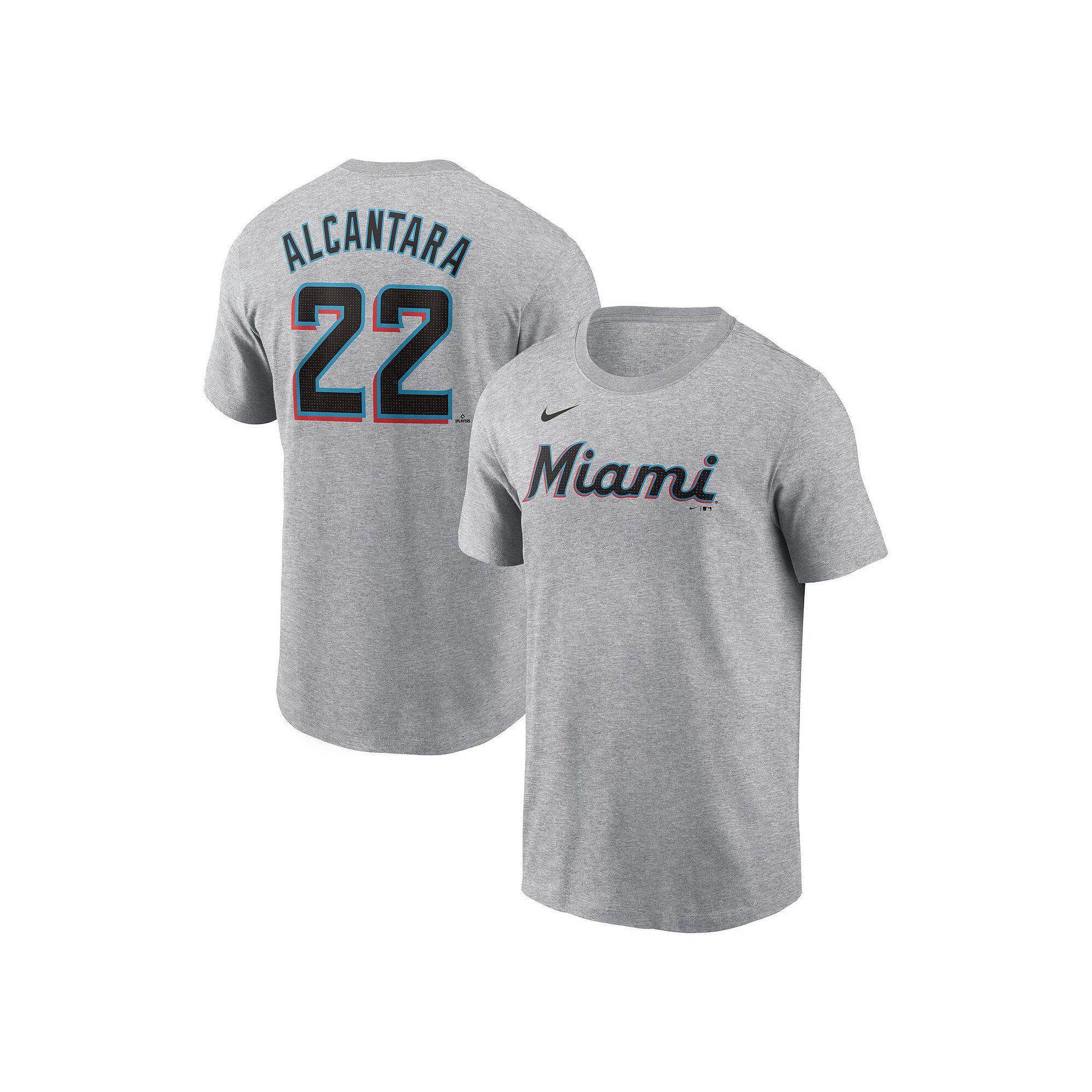 Men's Nike Sandy Alcantara Heather Gray Miami Marlins Fuse Name & Number T-Shirt, Size: Medium, Grey Product Image