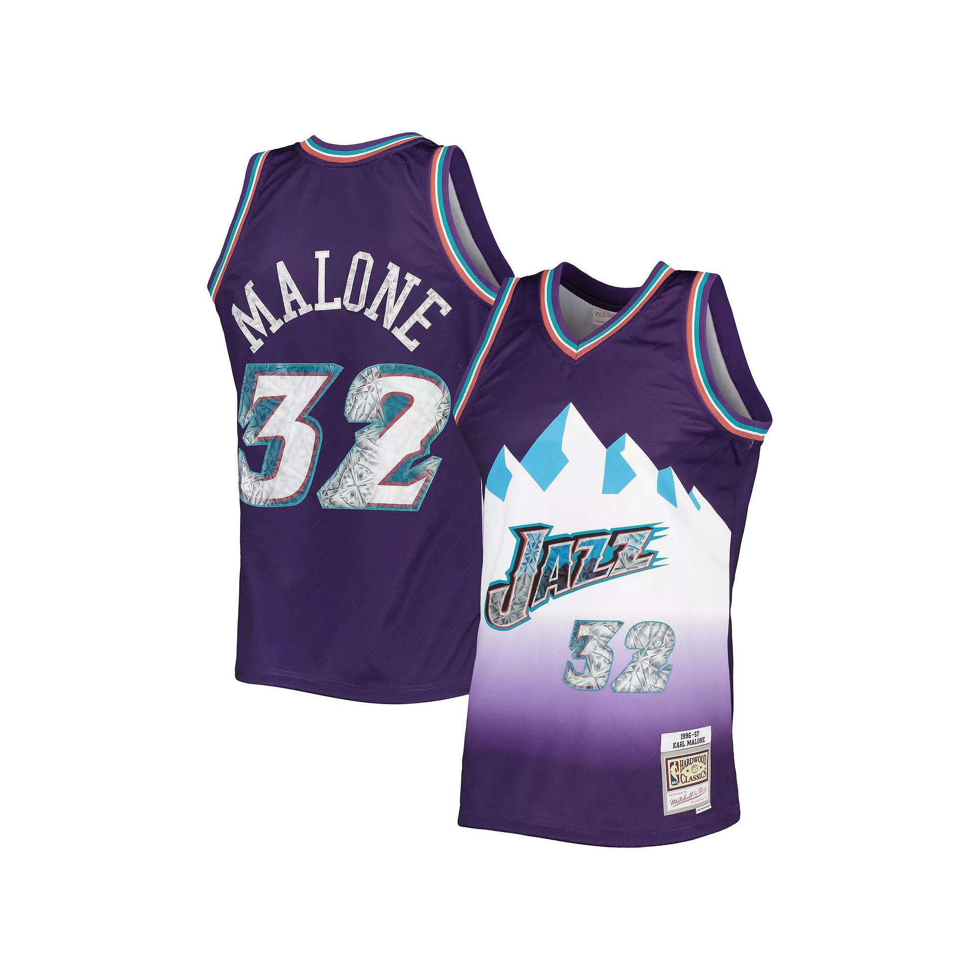 Men's Mitchell & Ness Karl Malone Purple Utah Jazz 1996-97 Hardwood Classics 75th Anniversary Diamond Swingman Jersey, Size: Large, Jaz Purple Product Image