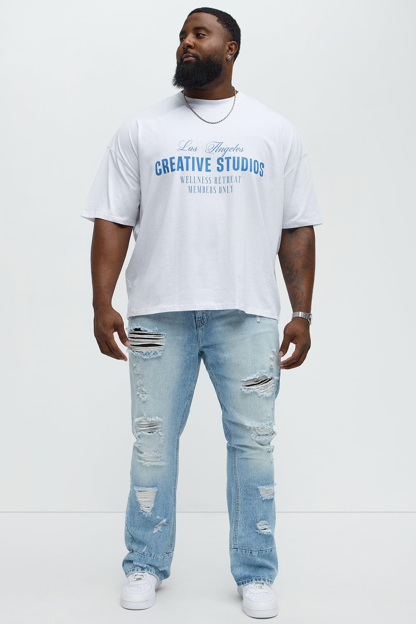 Might Go Ripped Stacked Slim Flare Jeans - Light Wash Product Image