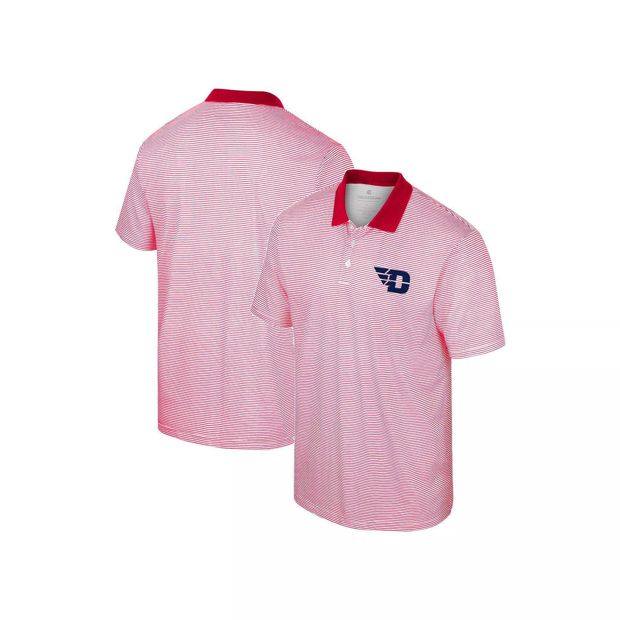 Men's Colosseum White/Red Dayton Flyers Print Stripe Polo, Size: 2XL, Day White Product Image