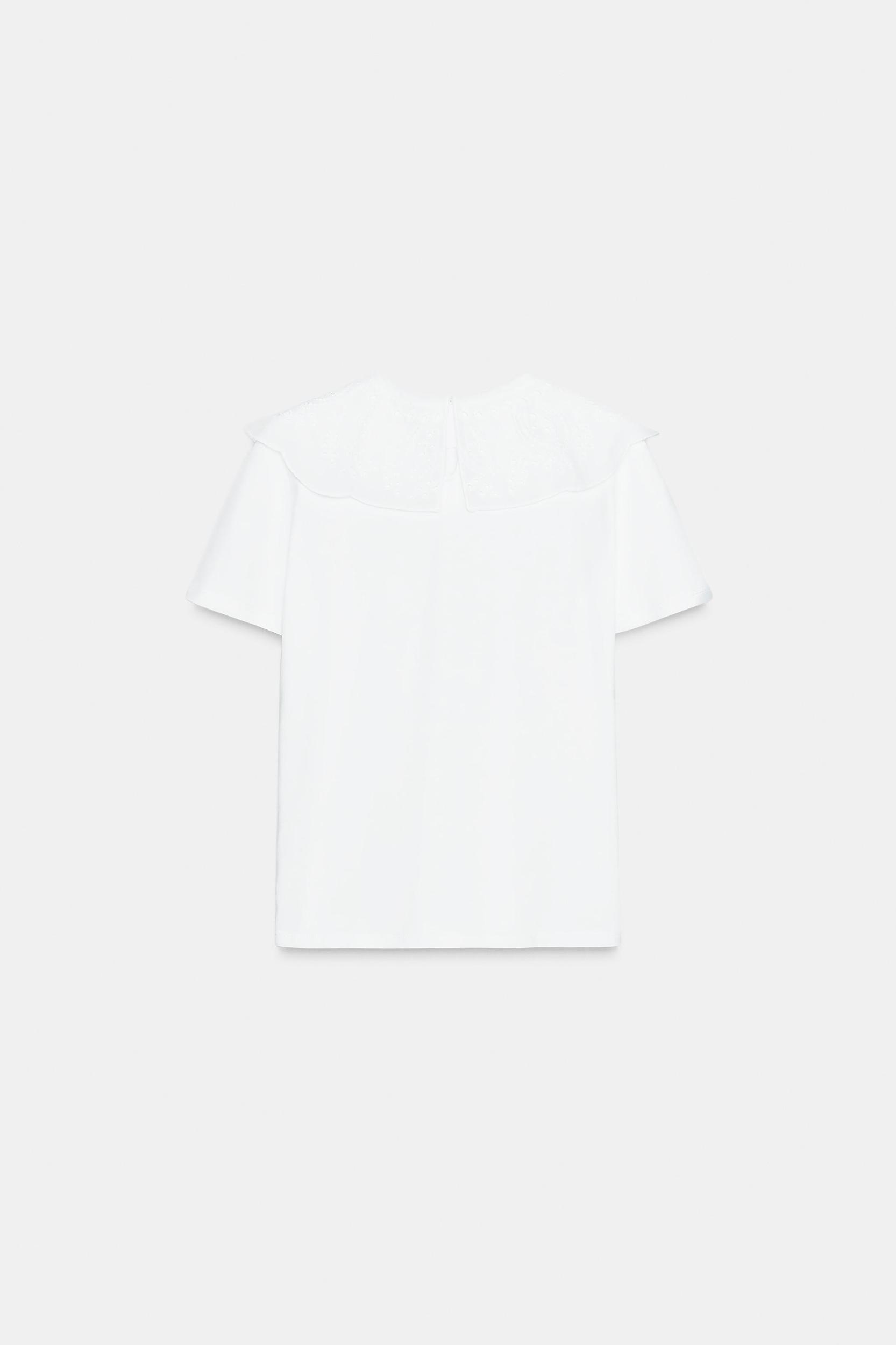 EMBROIDERED PETER PAN COLLAR T-SHIRT Product Image