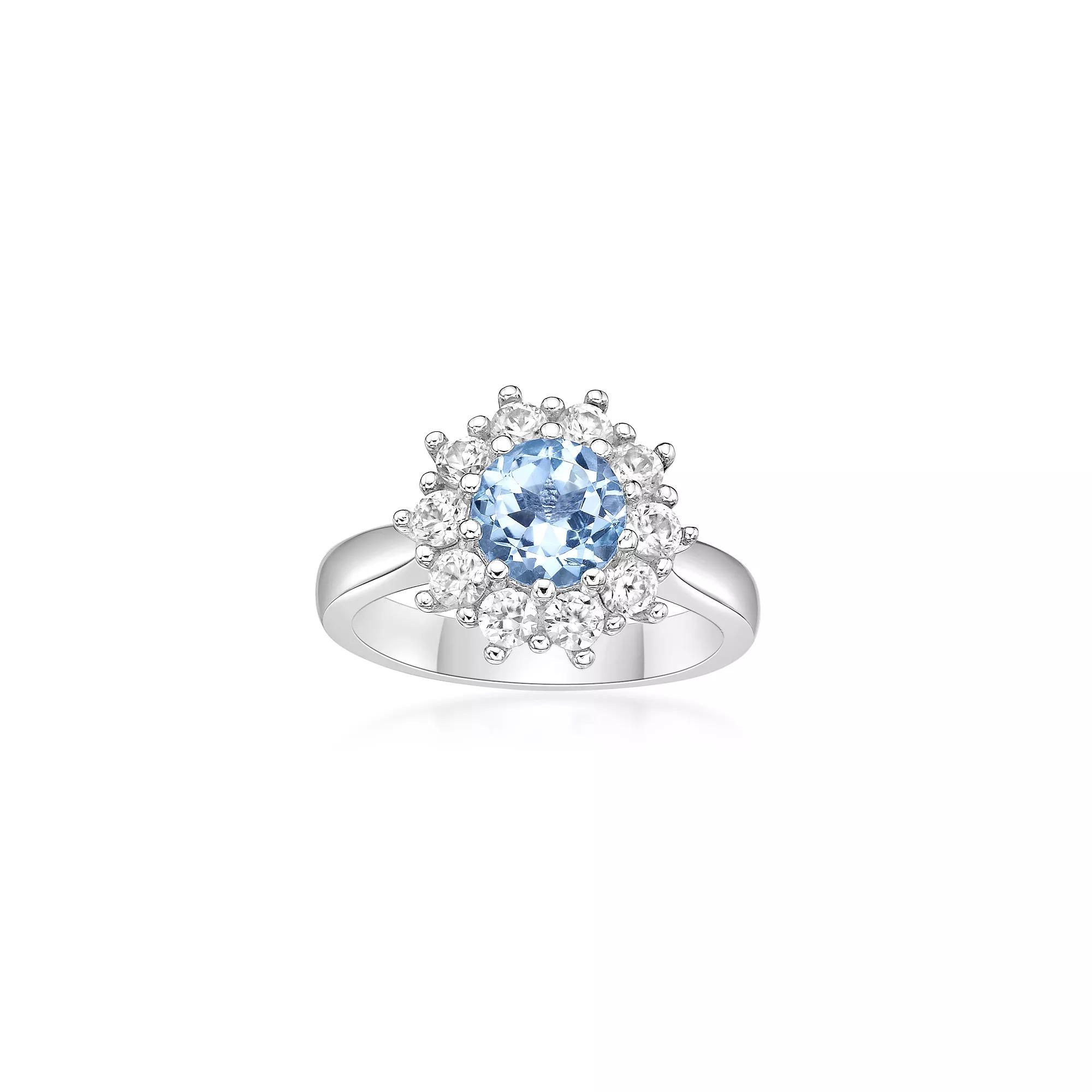 Gemminded Sterling Silver ISQA Blue Topaz & Lab-Created White Sapphire Ring, Women's,  Product Image