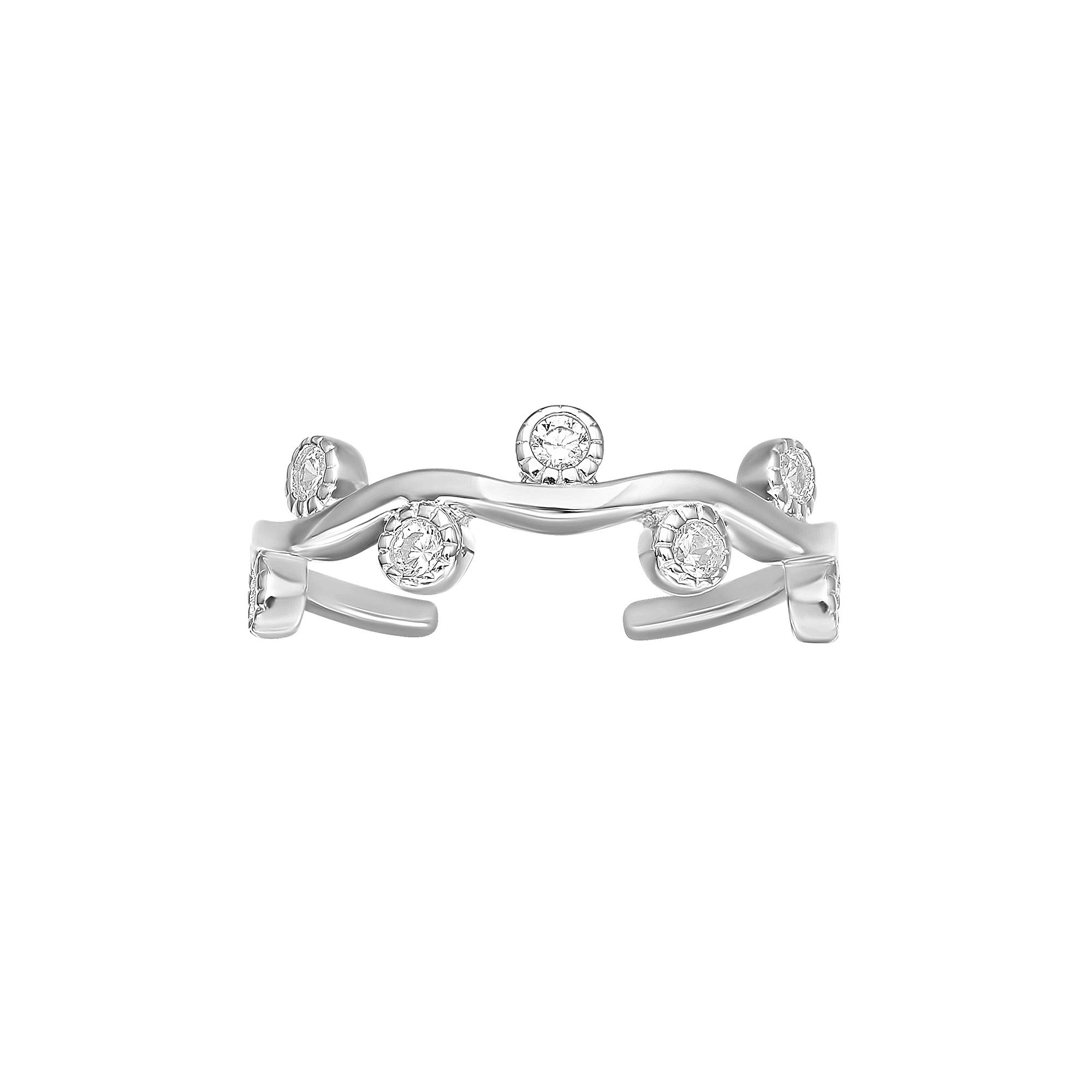 PRIMROSE Sterling Silver Cubic Zirconia Wavy Toe Ring, Women's, Sterling Clear Product Image