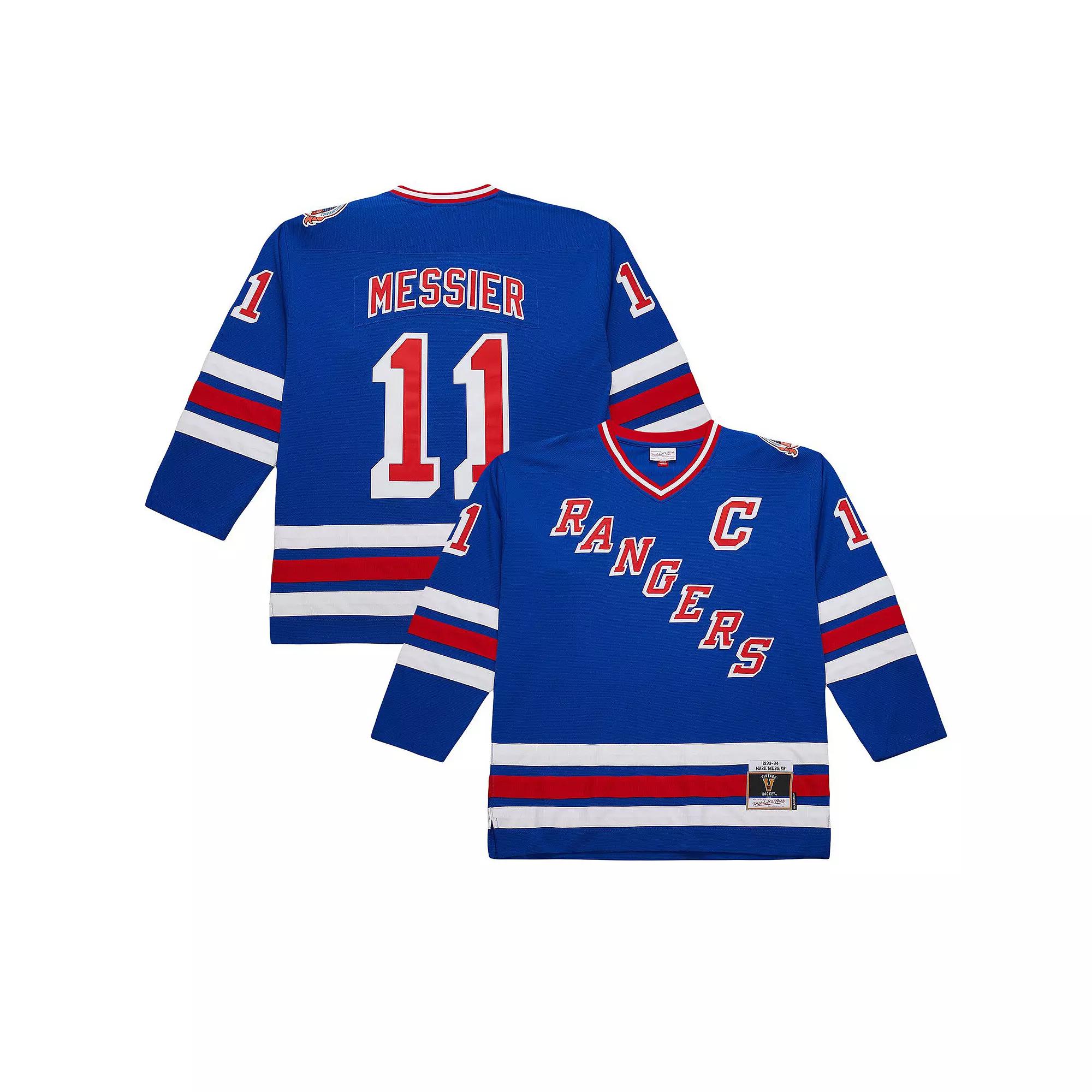 Men's Mitchell & Ness Mark Messier Blue New York Rangers Big & Tall 1993/94 Blue Line 2.0 Jersey,  Product Image