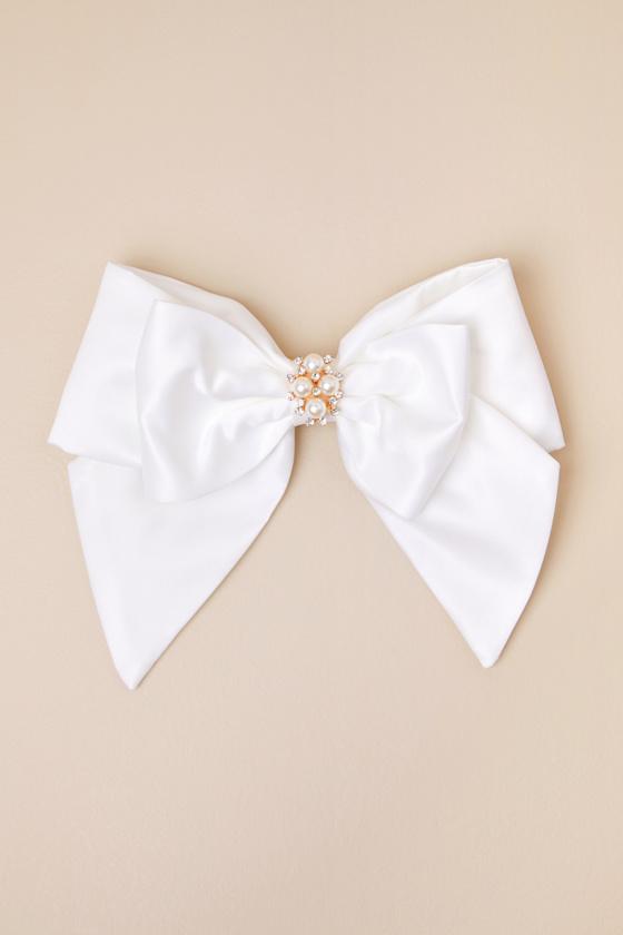 Simply Angelic Ivory Satin Bow Hair Clip Product Image