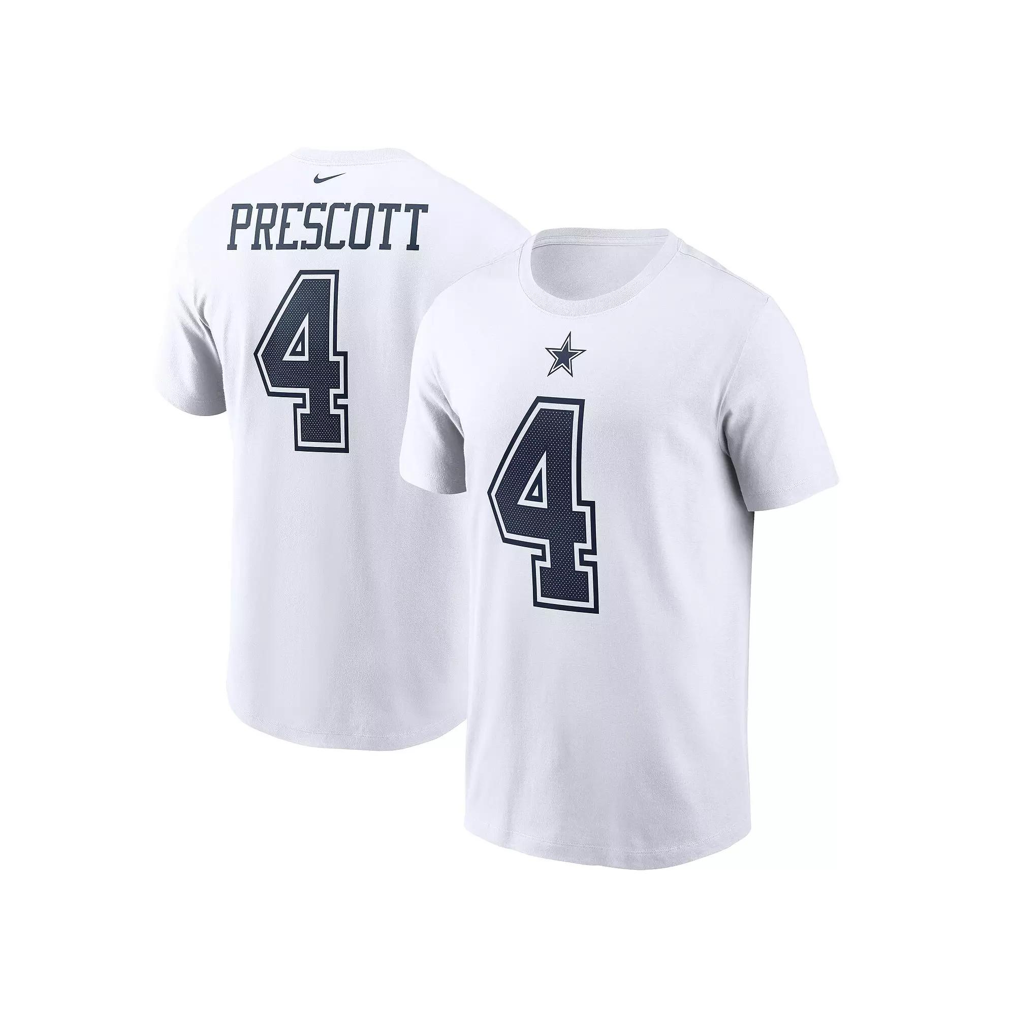 Men's Nike Dak Prescott White Dallas Cowboys Name & Number T-Shirt, Size: Small Product Image