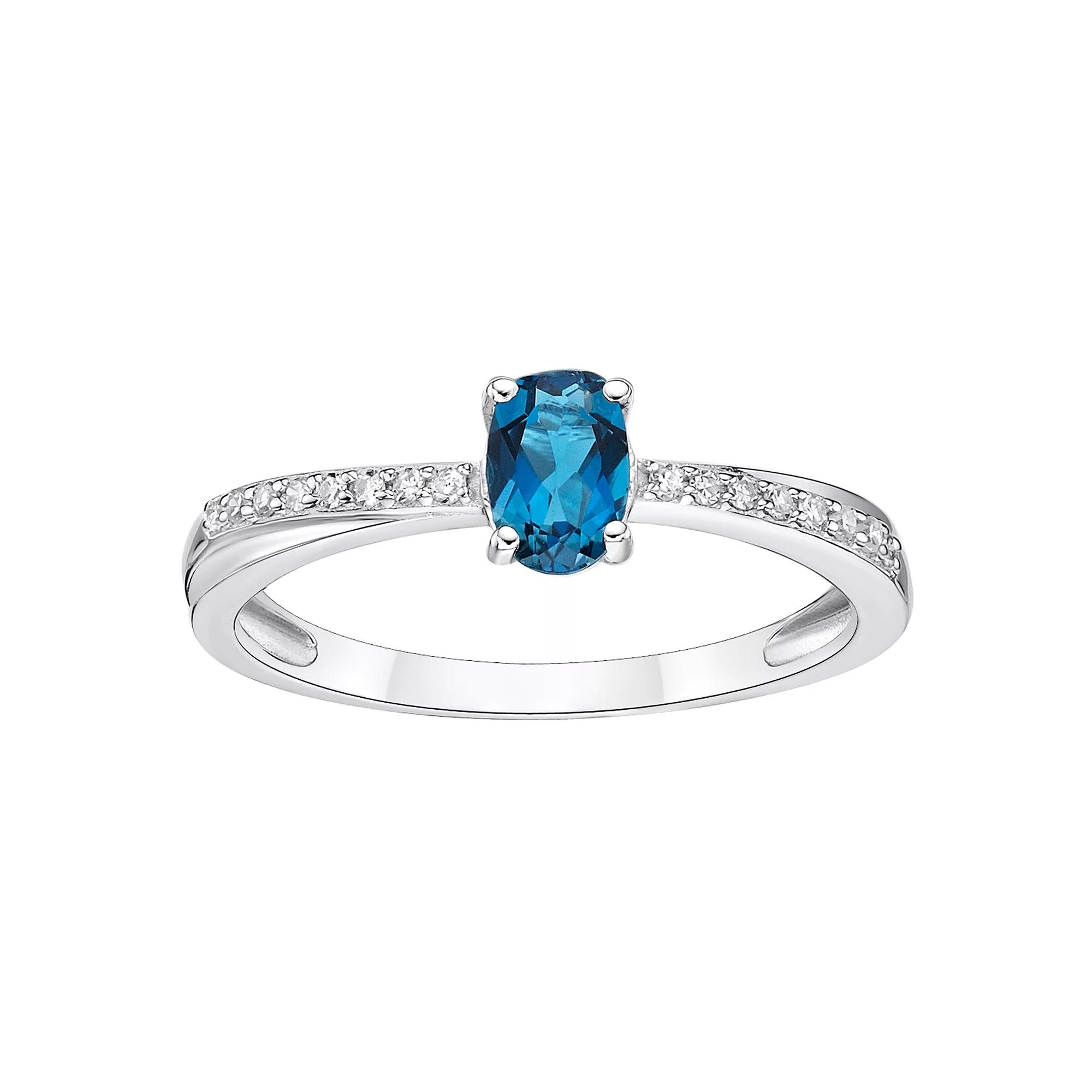 Gemminded Sterling Silver London Blue Topaz & Diamond Accent Ring, Womens Product Image