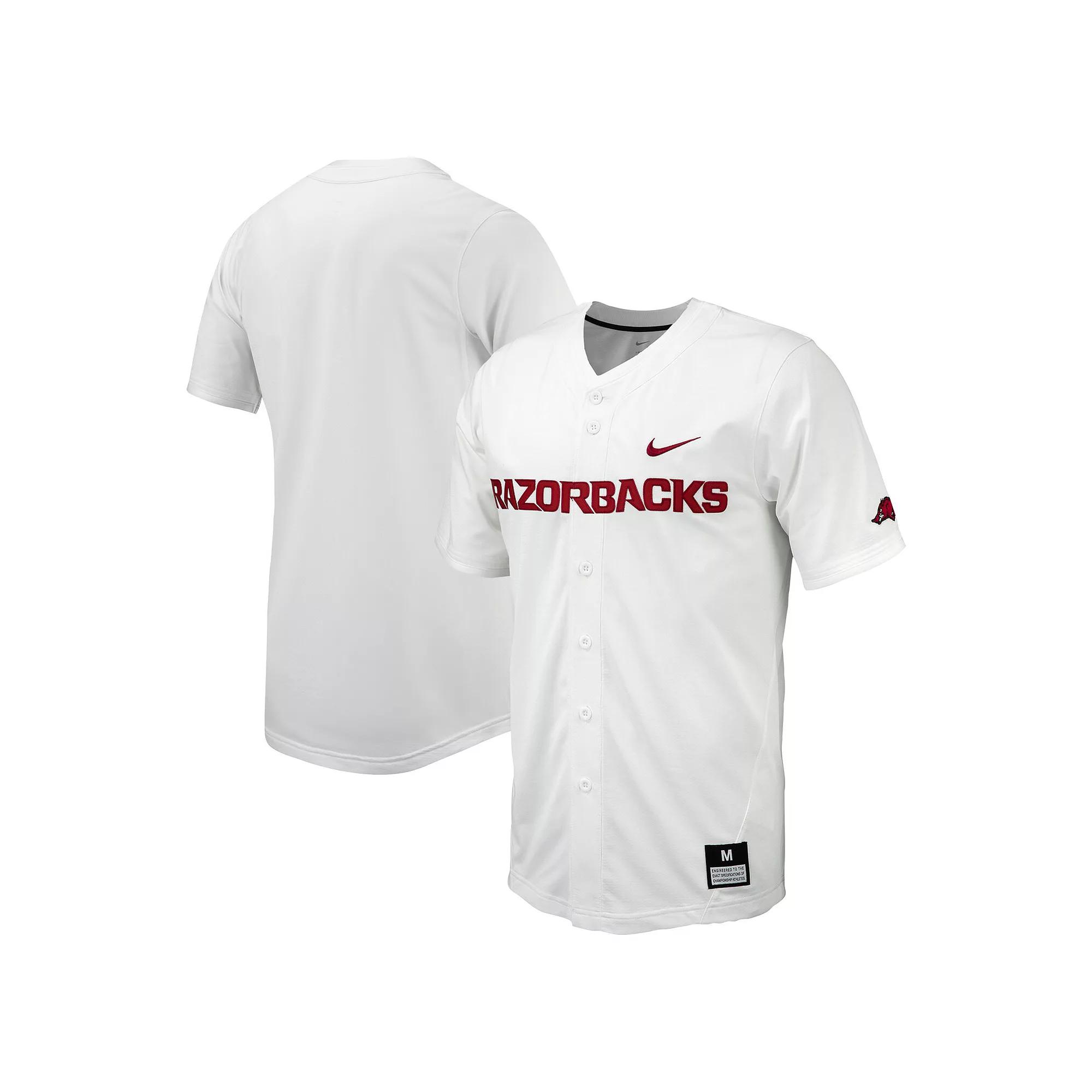 Men's Nike White Arkansas Razorbacks Replica Full-Button Baseball Jersey,  Product Image
