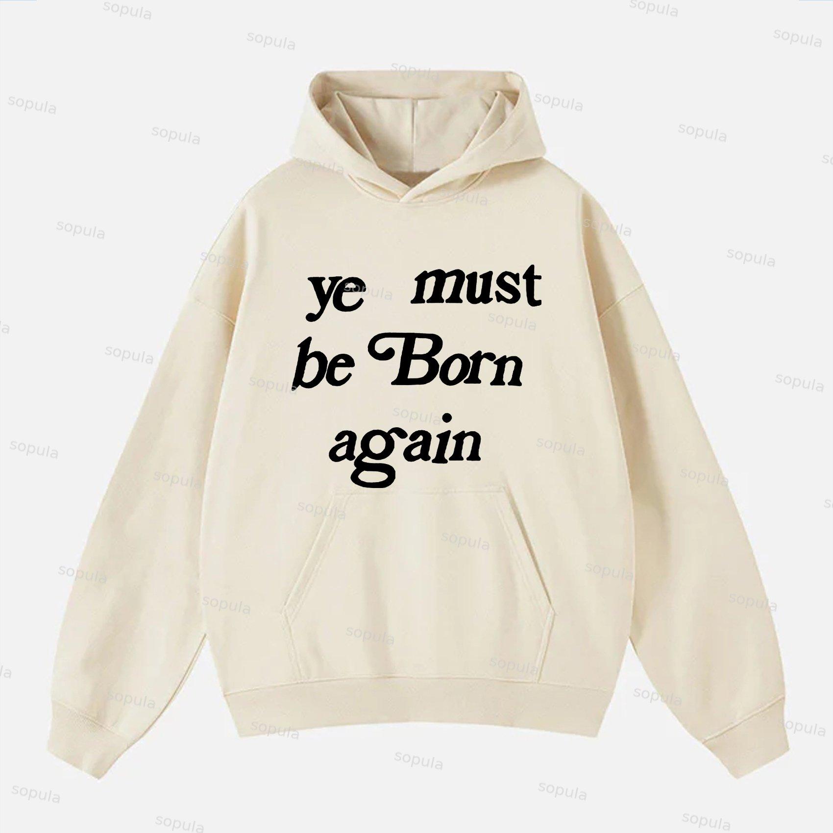 Men's Ye Must Be Born Again Graphic Printed Pocket Hoodie Product Image