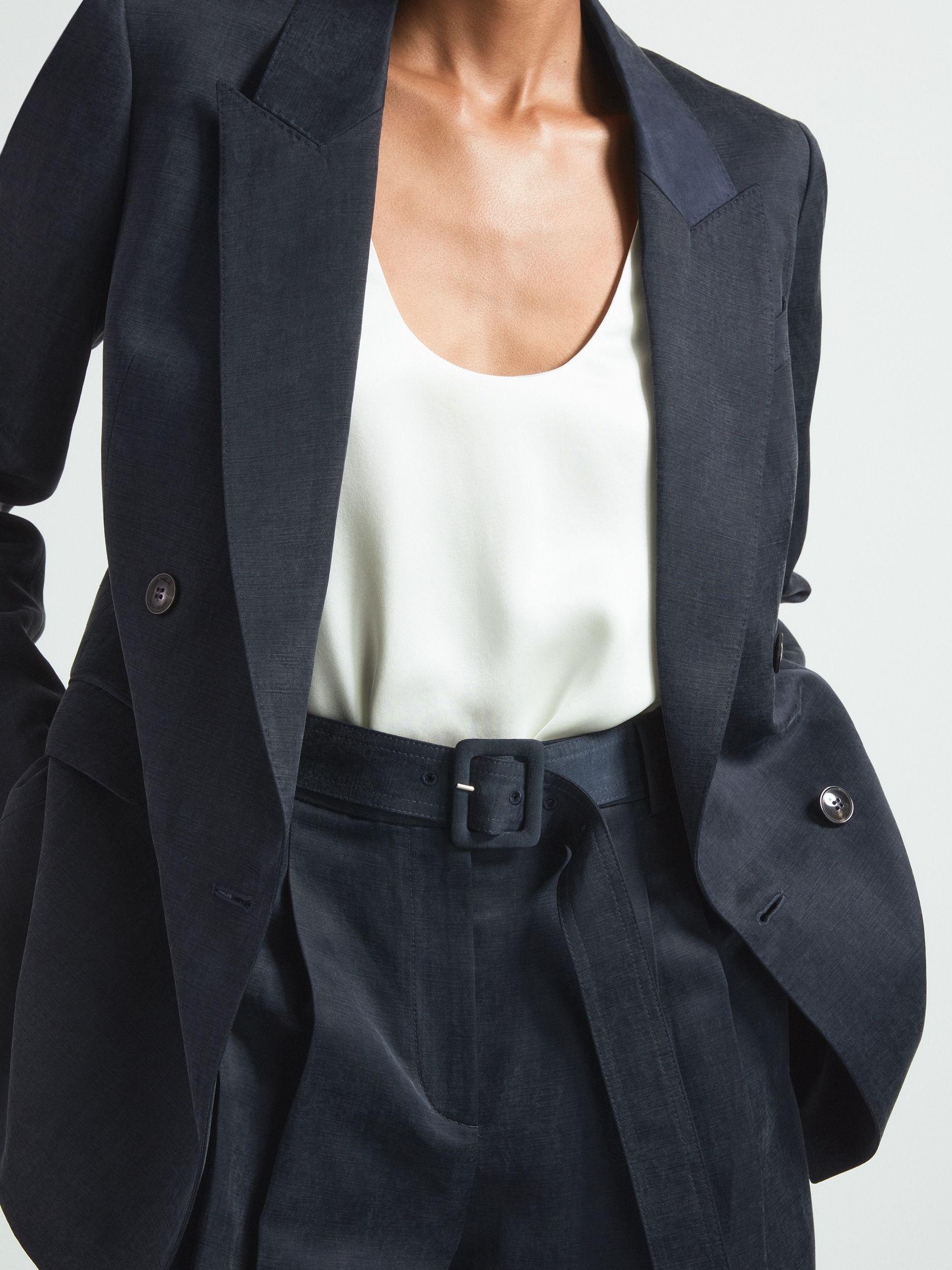 Atelier Cupro Belted Suit Trousers in Navy Product Image