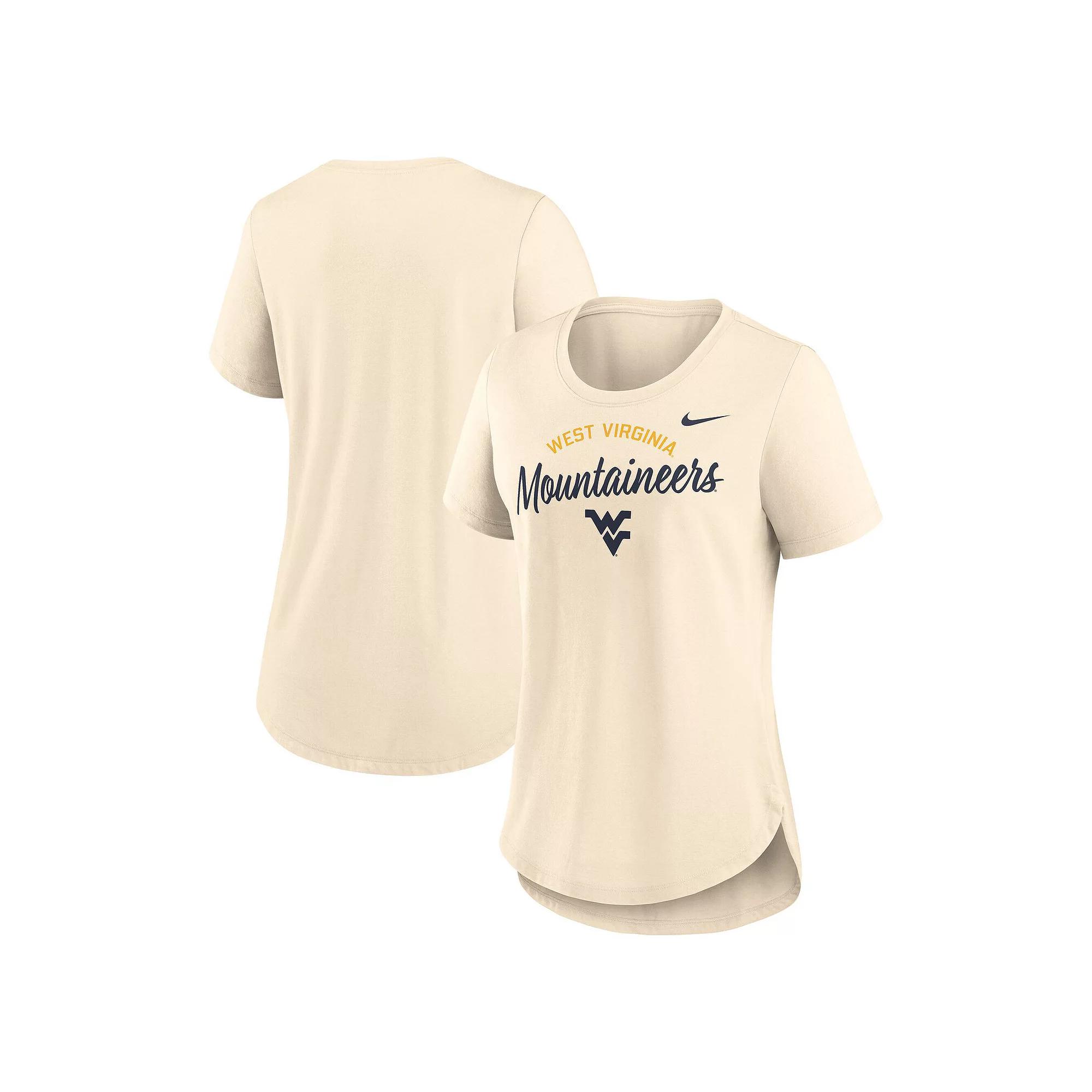 Women's Nike Cream West Virginia Mountaineers Script Logo Tri-Blend T-Shirt,  Product Image