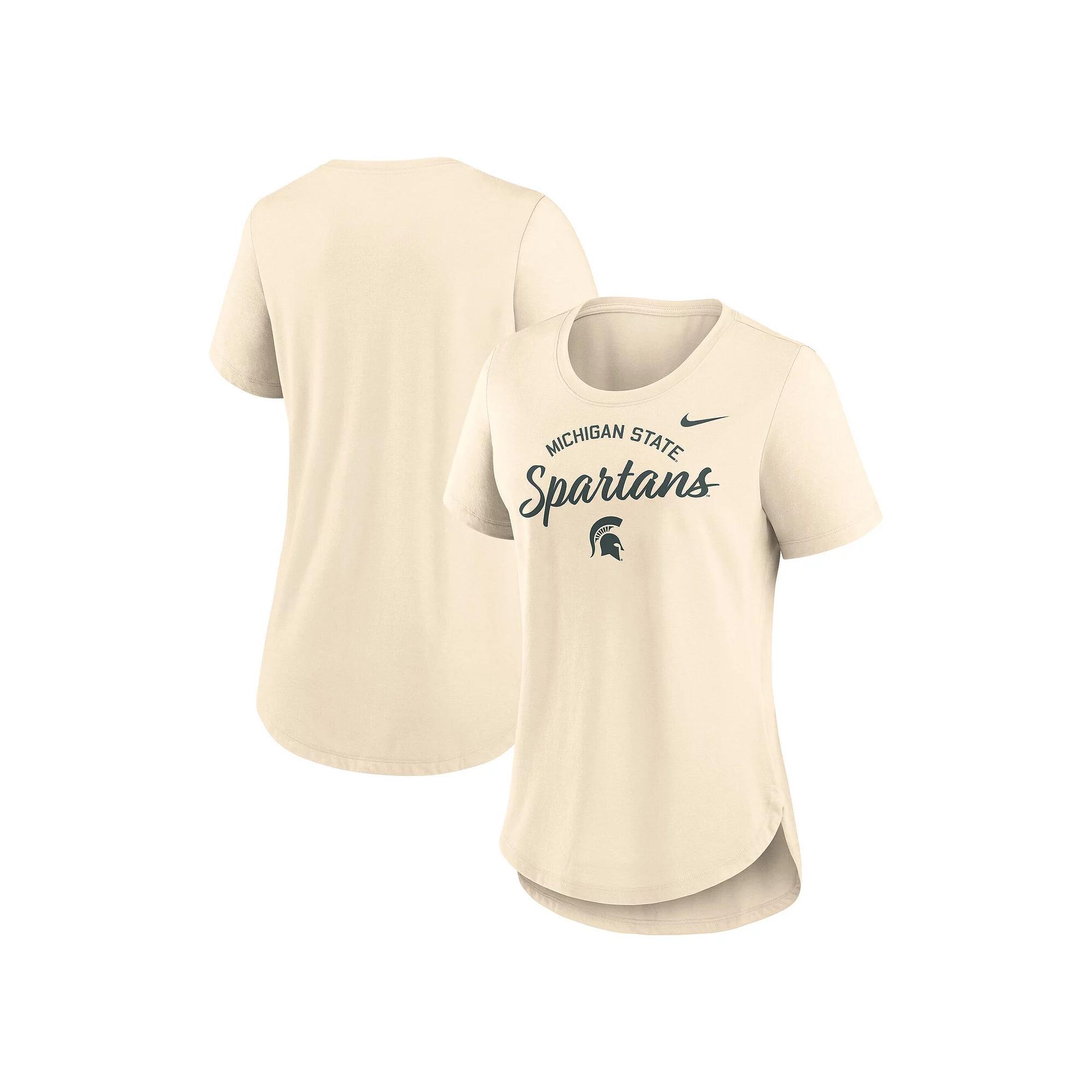 Women's Nike Cream Michigan State Spartans Script Logo Tri-Blend T-Shirt,  Product Image