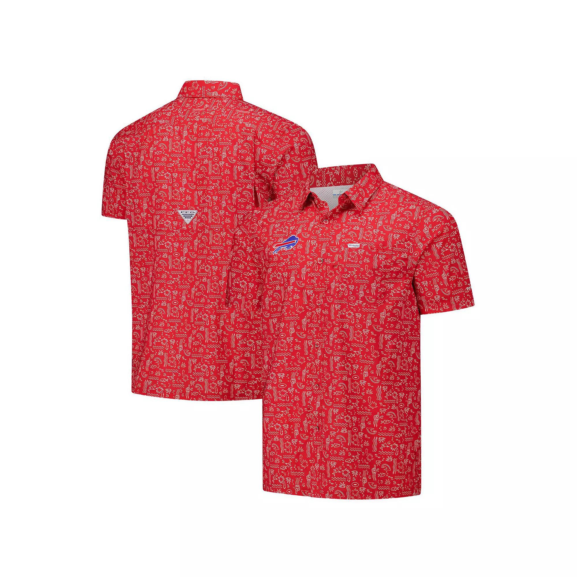 Mens Columbia PFG Buffalo Bills Super Slack Tide Omni-Wick Button-Up Shirt Product Image