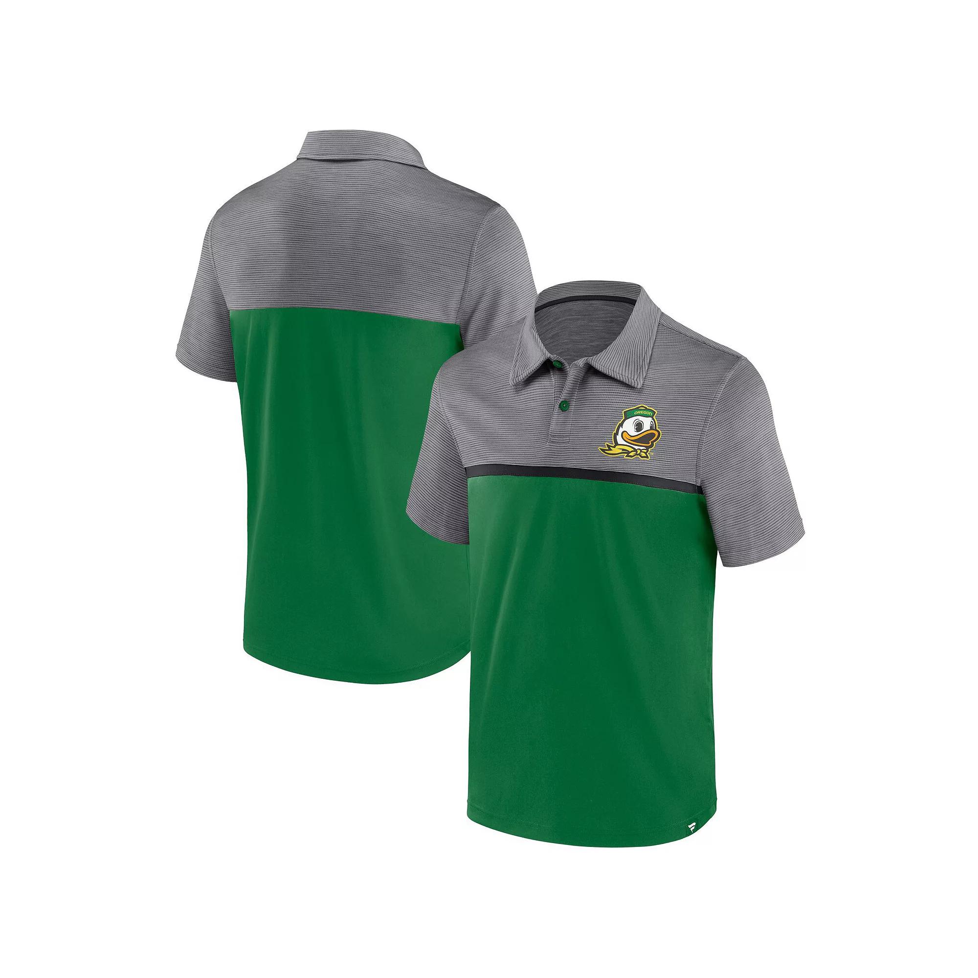 Men's Fanatics Branded Green/Gray Oregon Ducks Polo, Size: Small Product Image