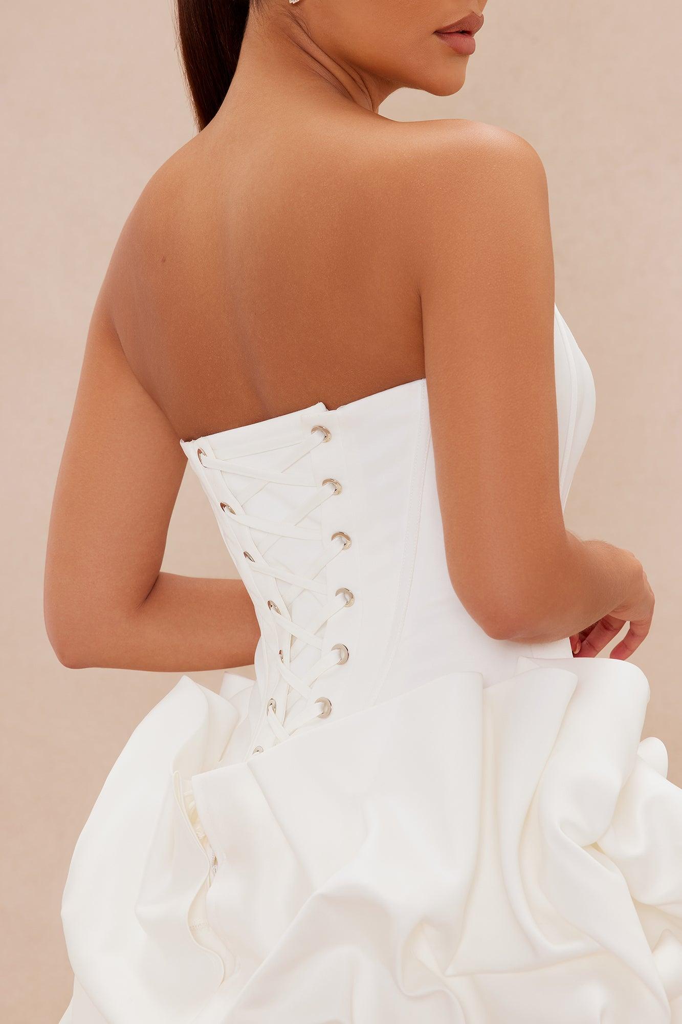 Ivona Bubble Satin Mini Dress - White Female Product Image