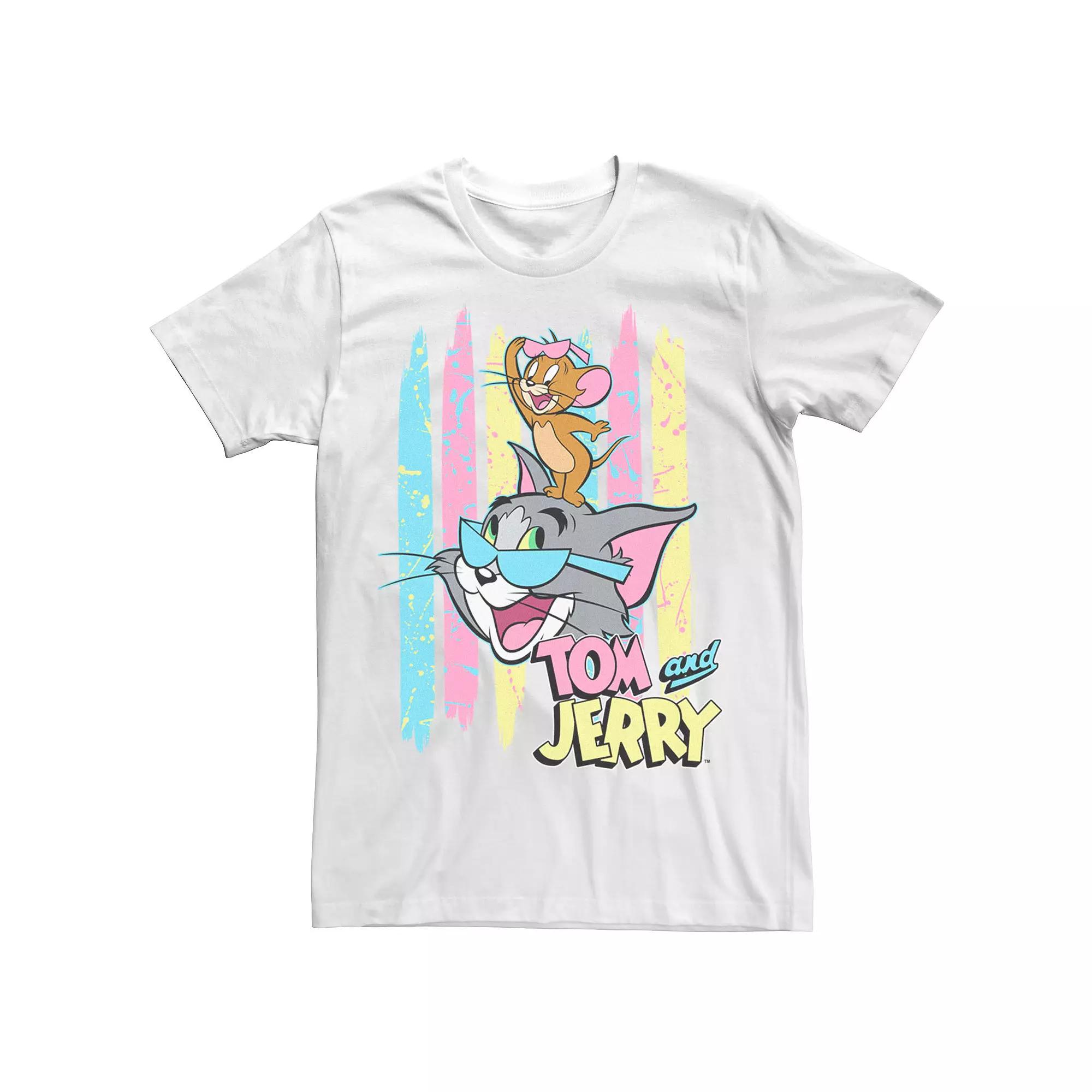 Men's Looney Tunes Tom And Jerry 90's Theme Background Tee,  Product Image