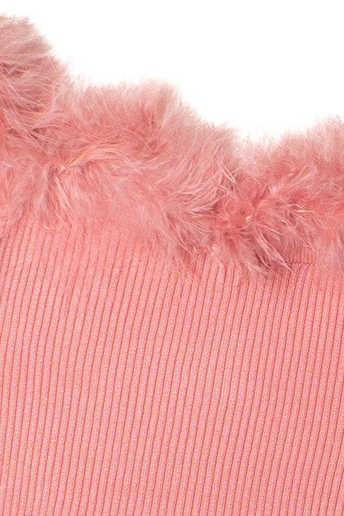 Off The Shoulder Feather Trim Sweater Product Image